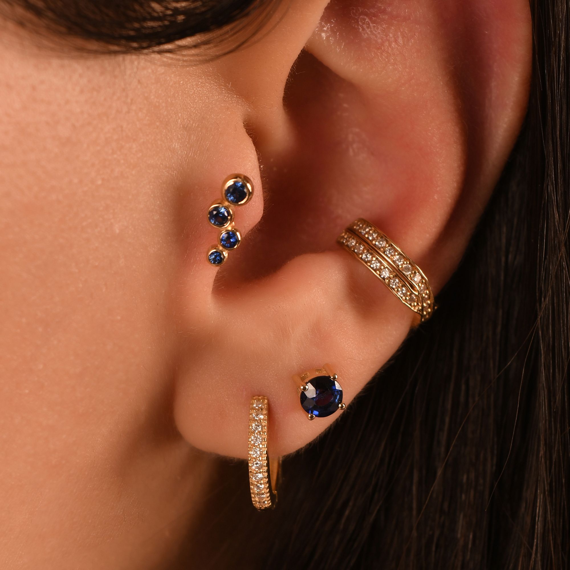 Zikzak Bezel Safir Piercing