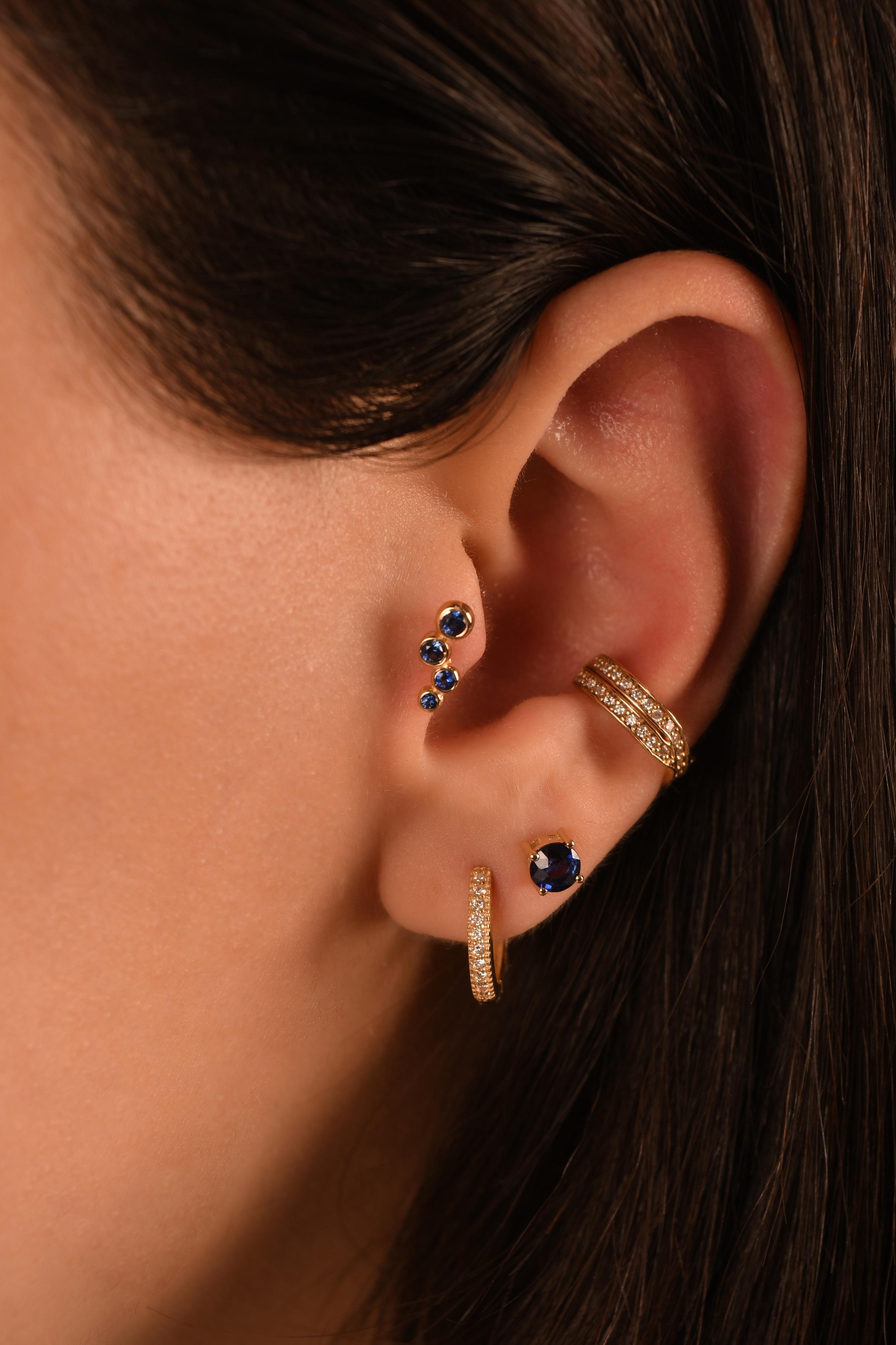 Zikzak Bezel Safir Piercing