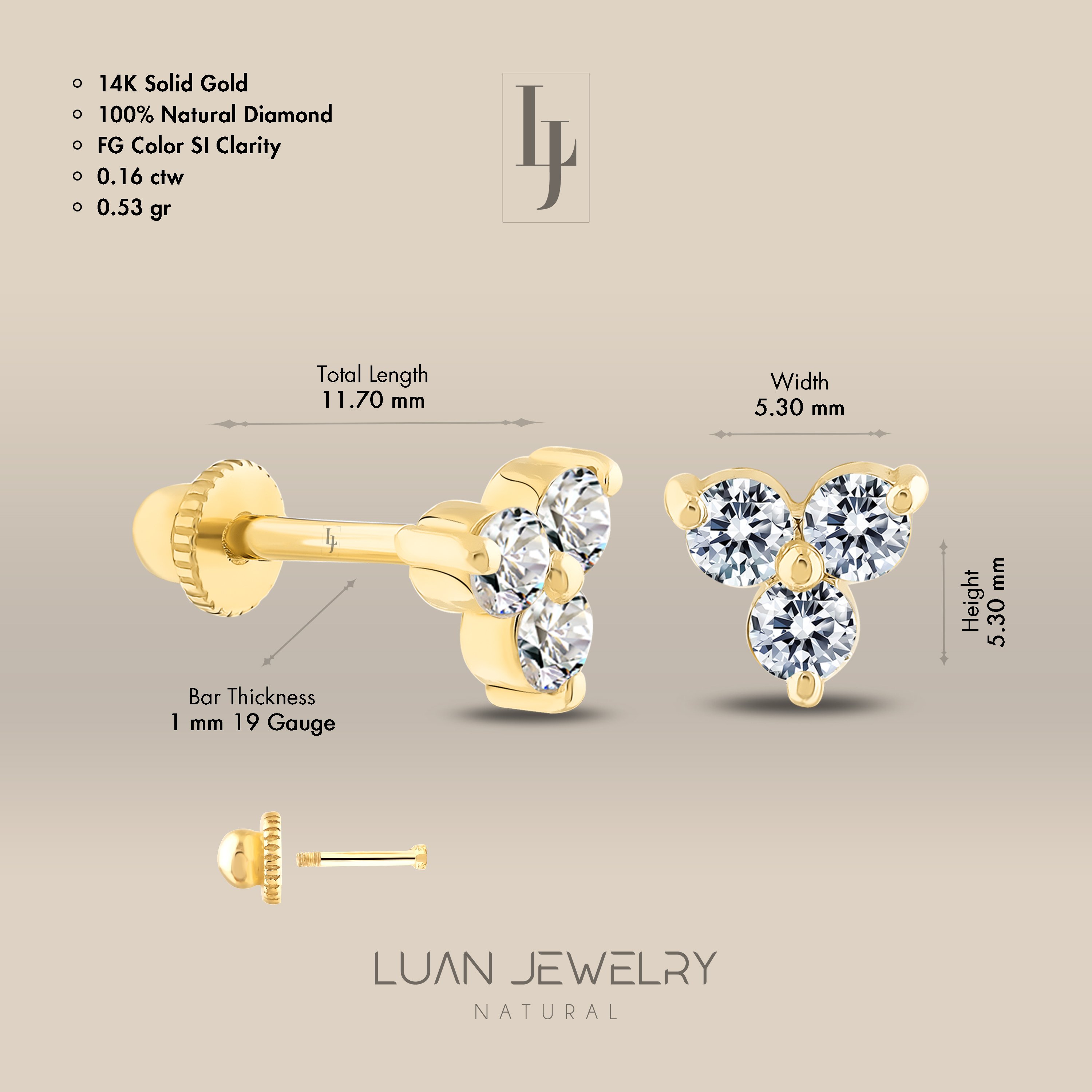 0.16 Ct Trio Diamond Earrings