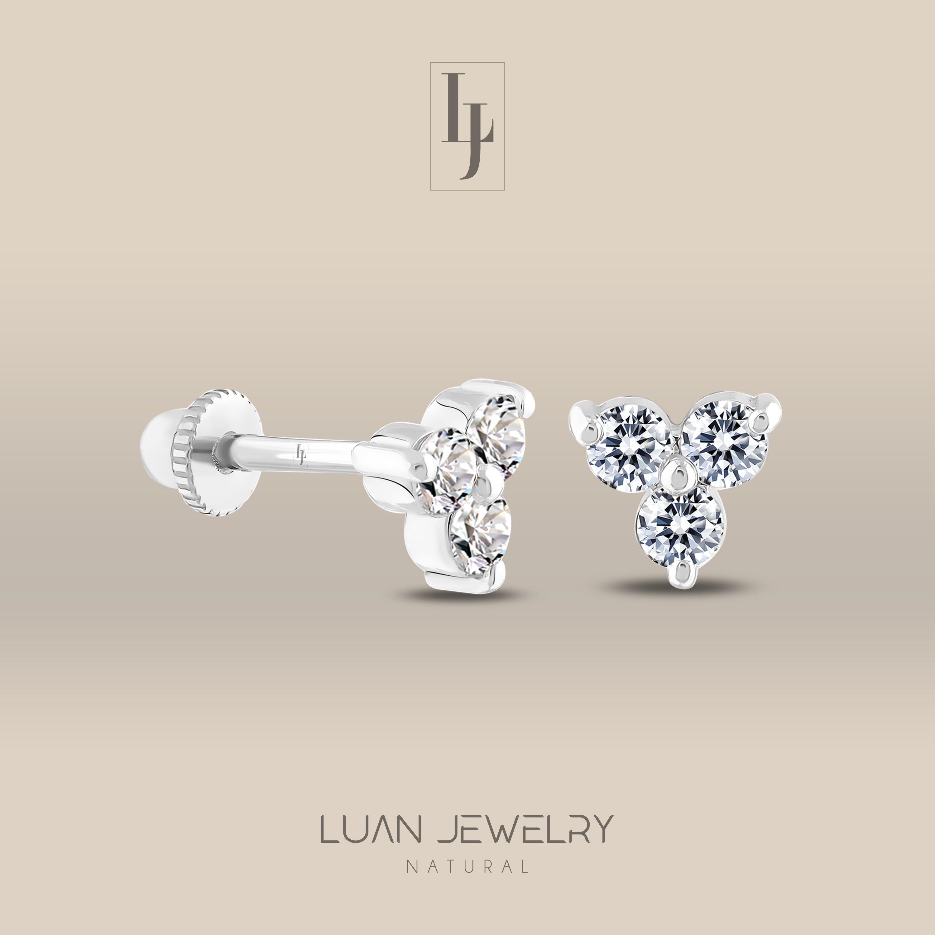 0.16 Ct Trio Diamond Earrings