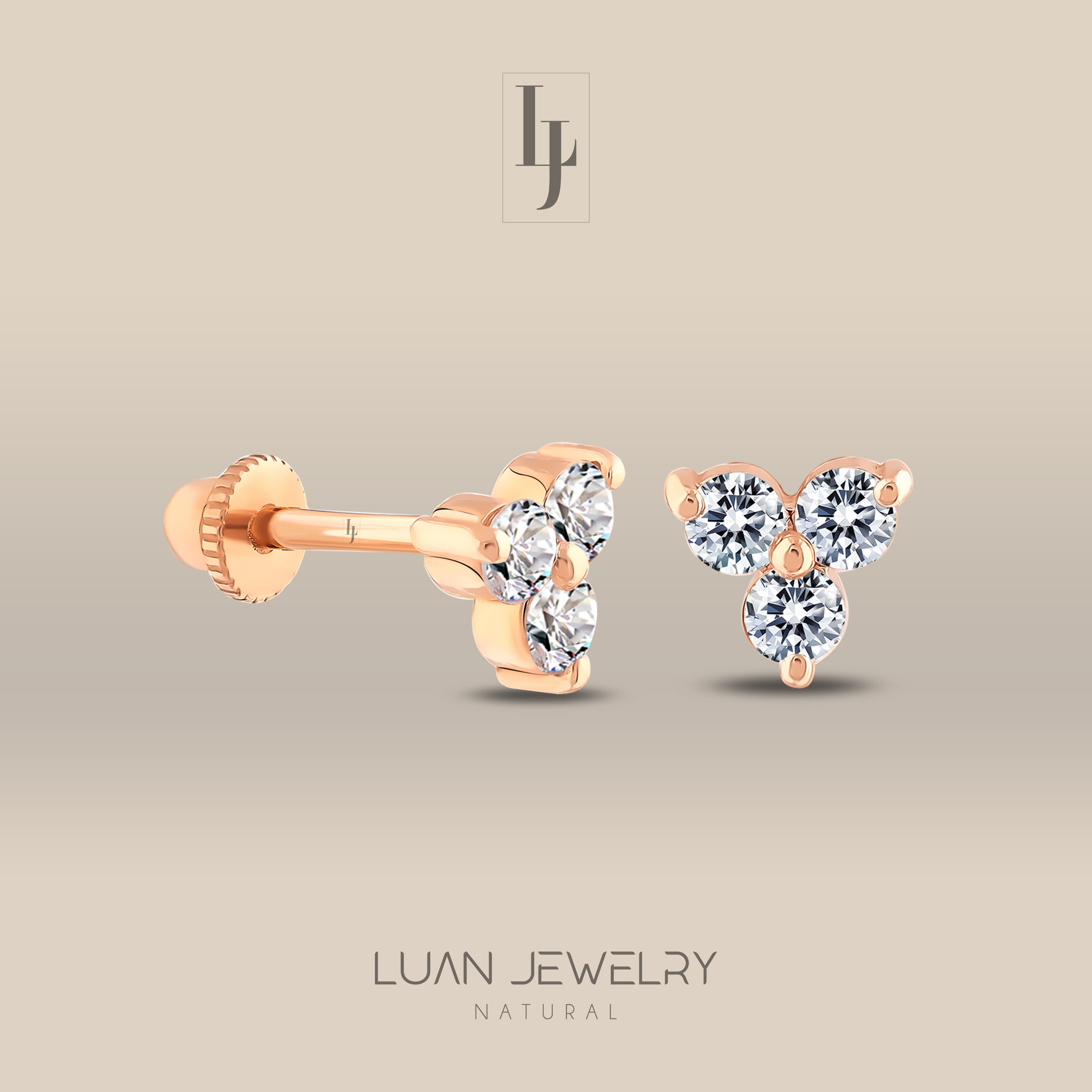 0.16 Ct Trio Diamond Earrings