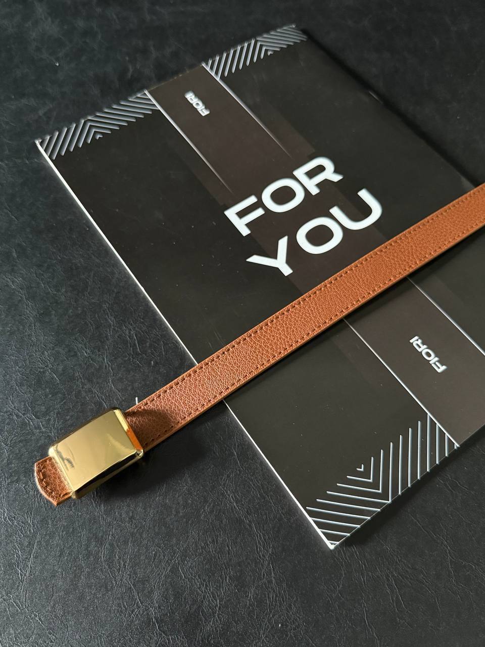 Köşeli Toka Kadın Kemeri - Taba