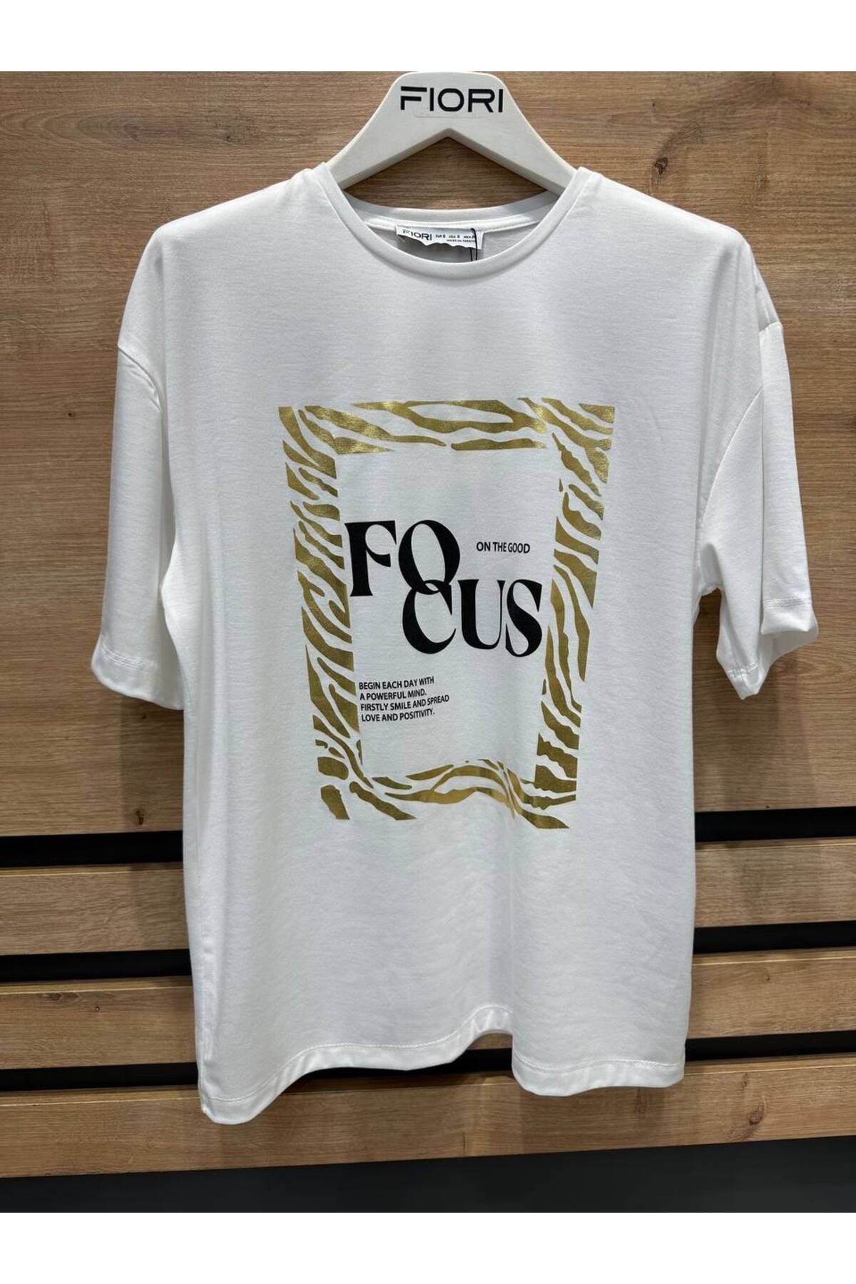 Focus Baskılı Basic T-shirt