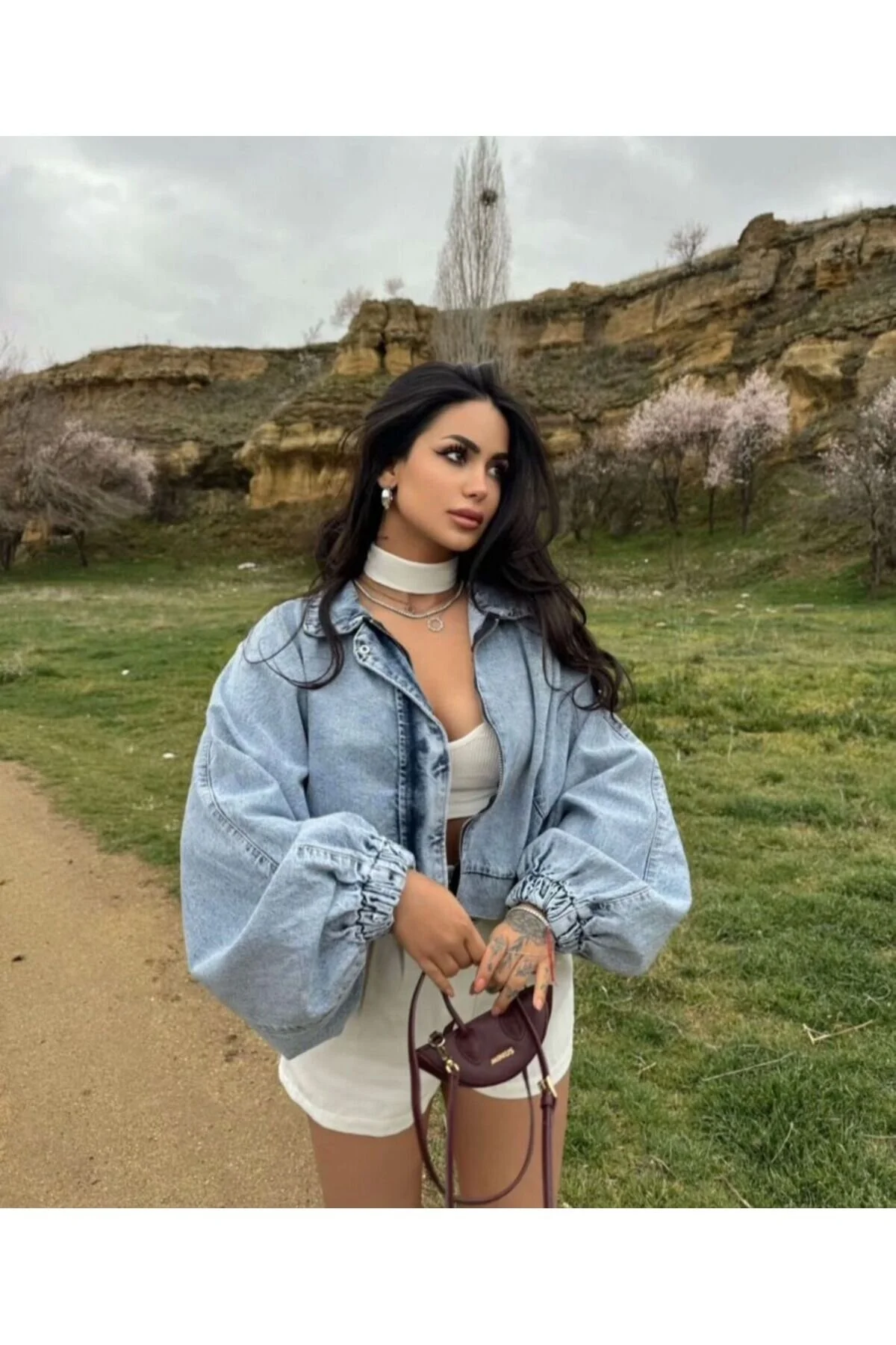 Yarasa Balon Kol Deniz Ceket - Koyu Mavı