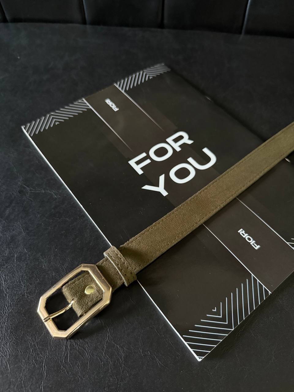 Süet Köşe Tokalı Kadın Kemeri - haki