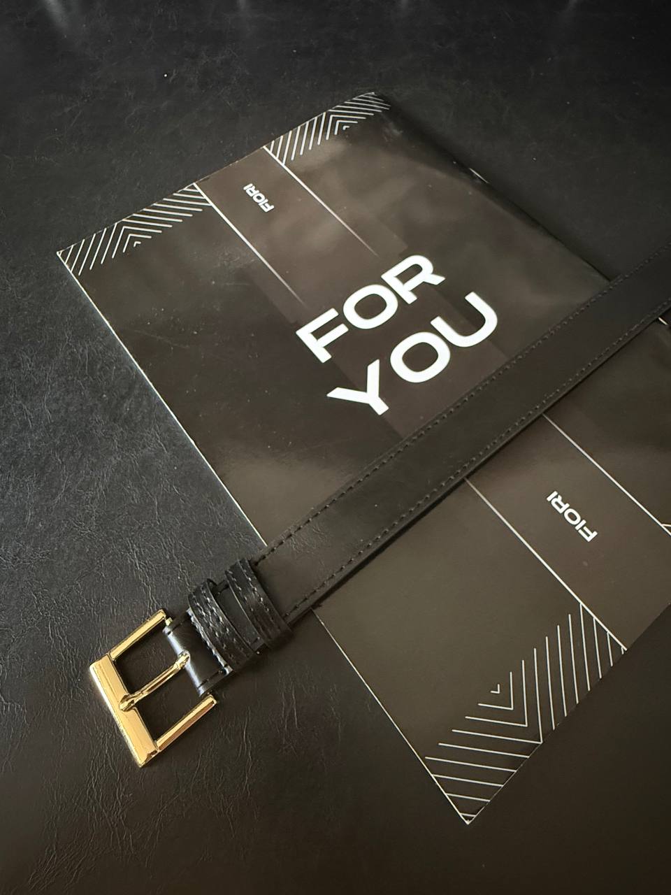 Kare Gold Tokalı Kadın Kemeri - Siyah