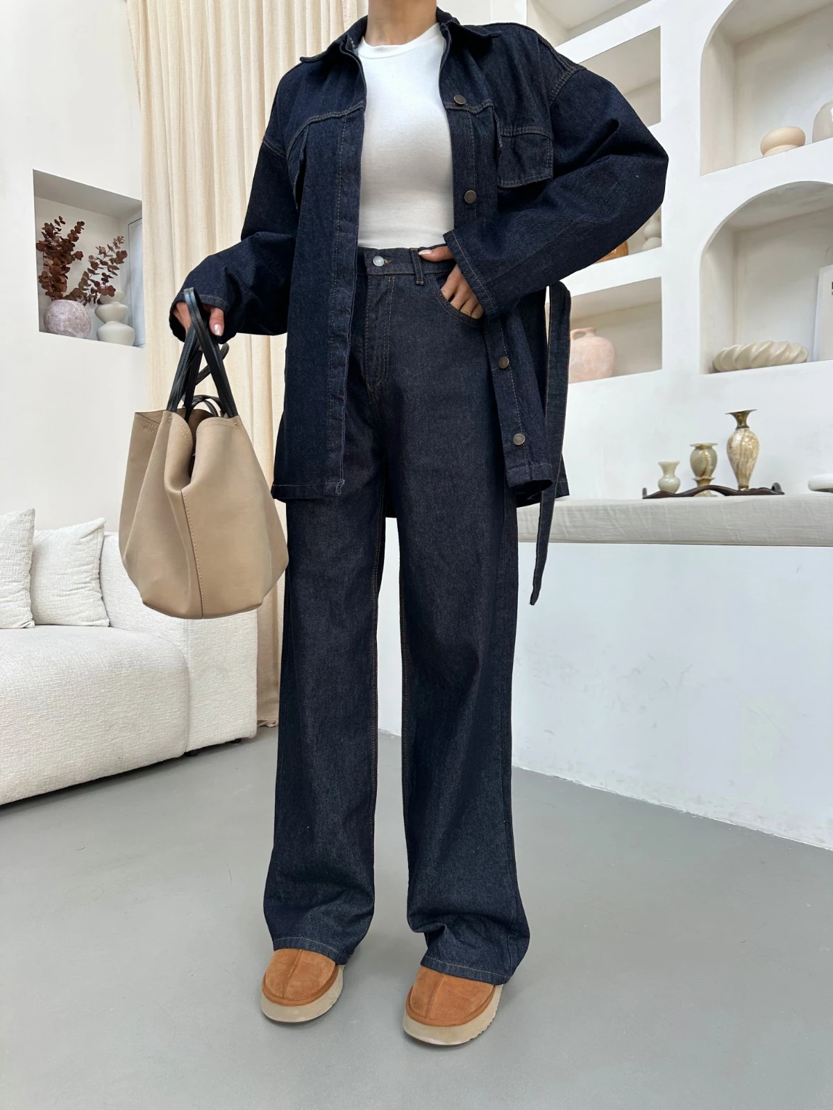 Kuşak Cepli Kot Takım 