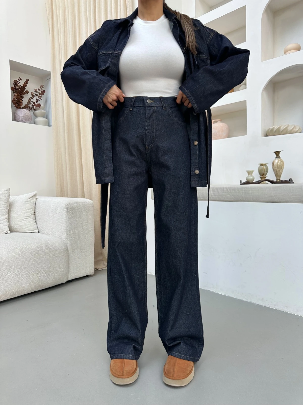 Kuşak Cepli Kot Takım 