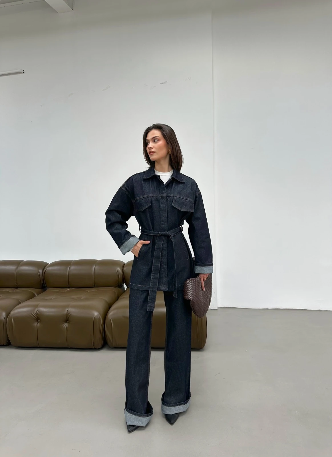 Kuşak Cepli Kot Takım 