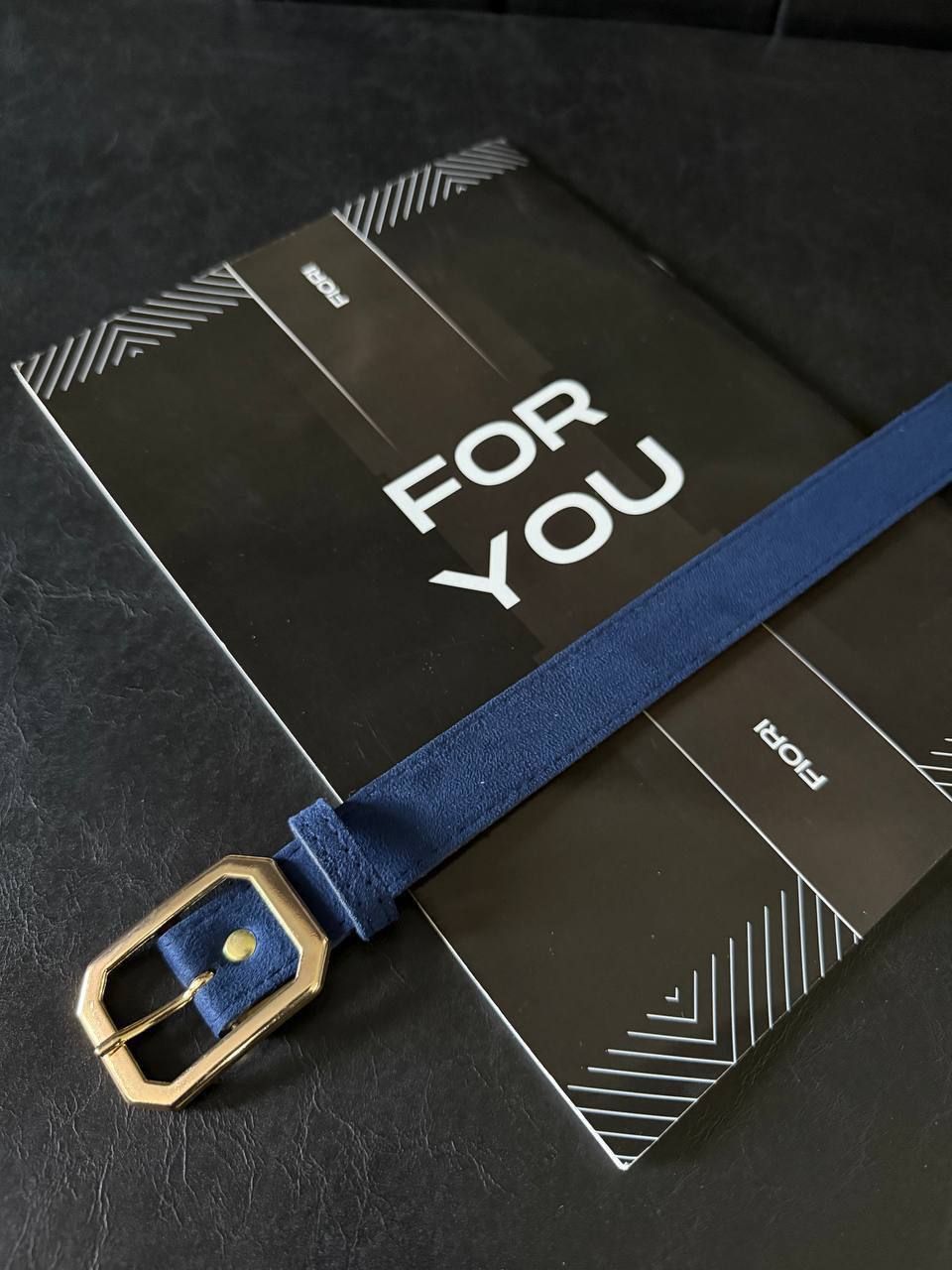 Süet Köşe Tokalı Kadın Kemeri - Saks Mavi