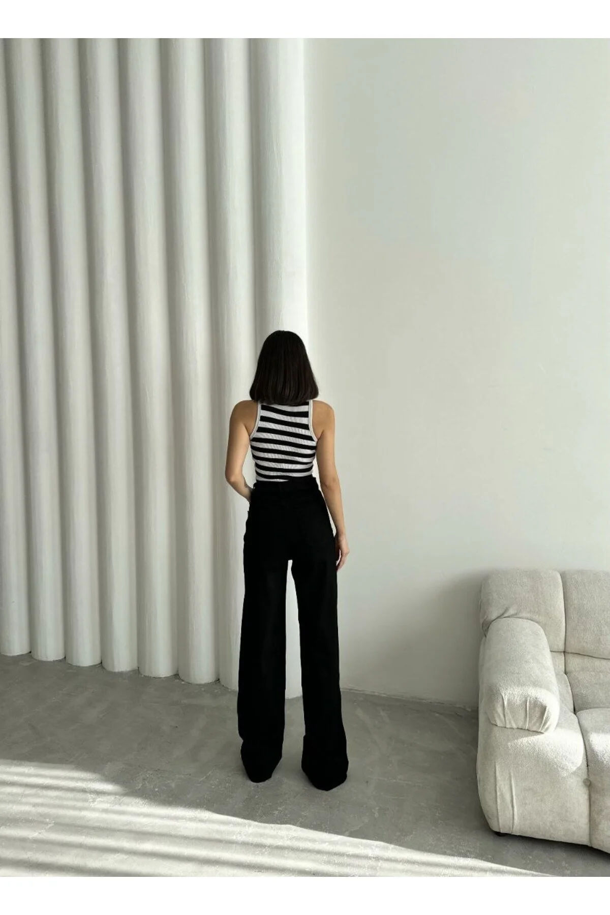 Likralı Bol Paça Kadın Jean