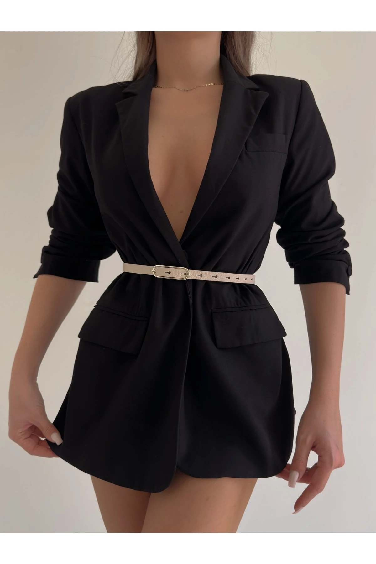 Gold Toka Detaylı İnce Kadın Kemeri