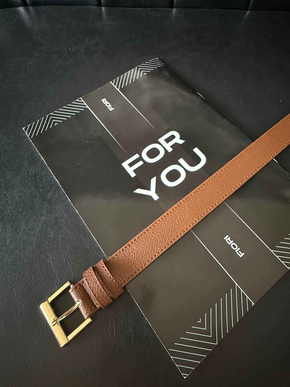 Kare Gold Tokalı Kadın Kemeri - Taba