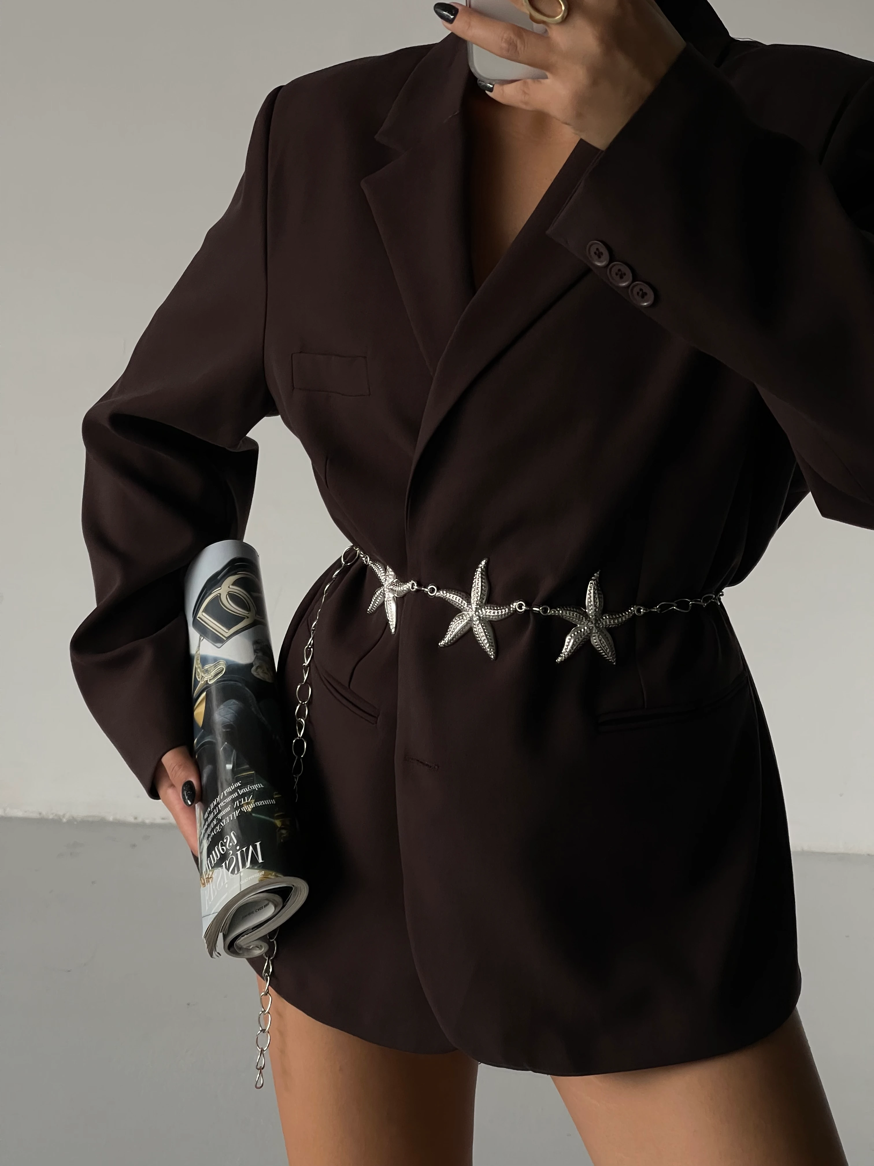 Deniz Yıldızı Detaylı Bel Zinciri 