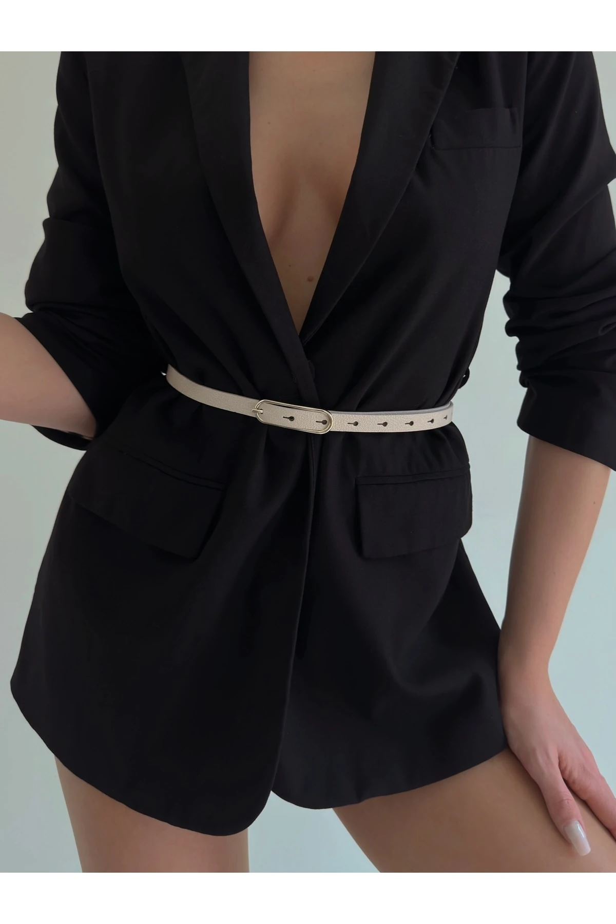 Gold Toka Detaylı İnce Kadın Kemeri