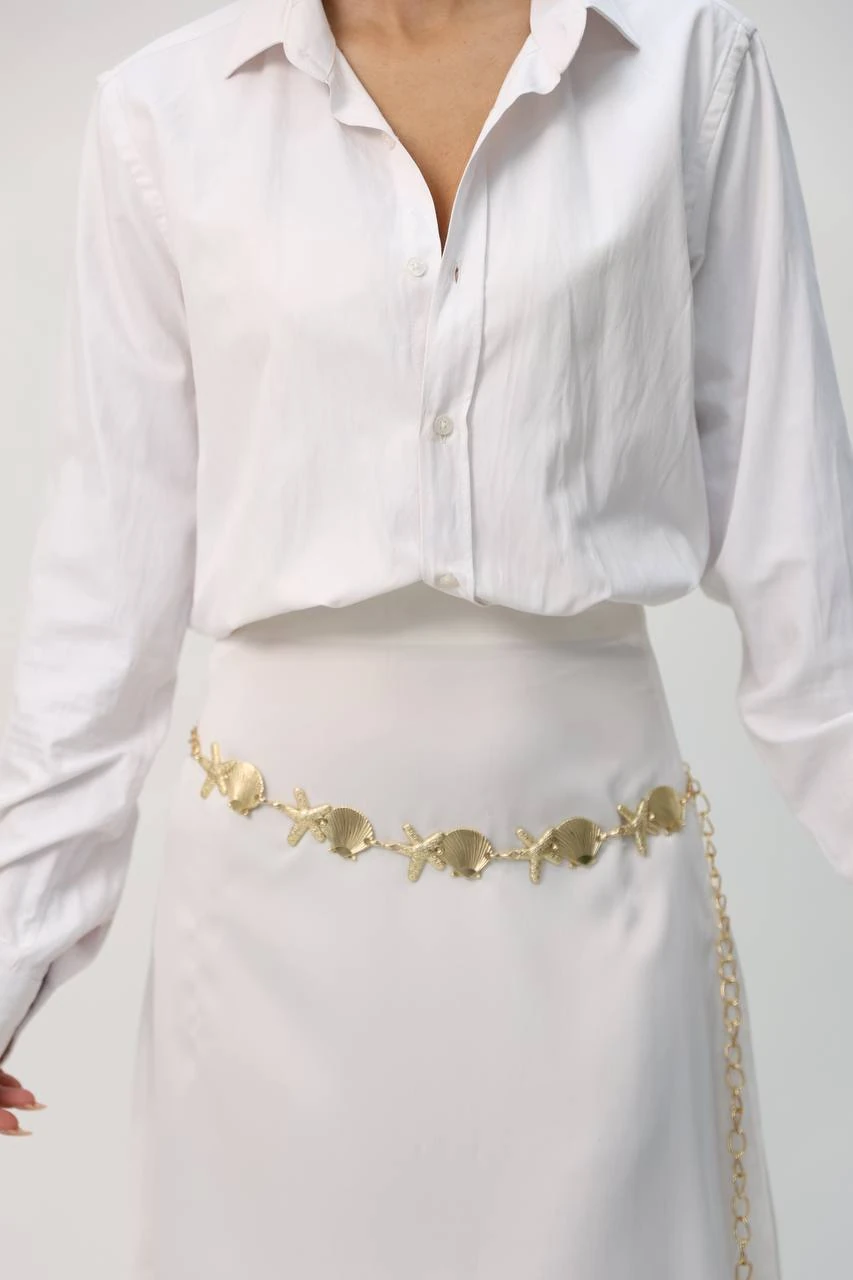 İstridye ve Yıldız Detaylı Kadın Bel Zinciri