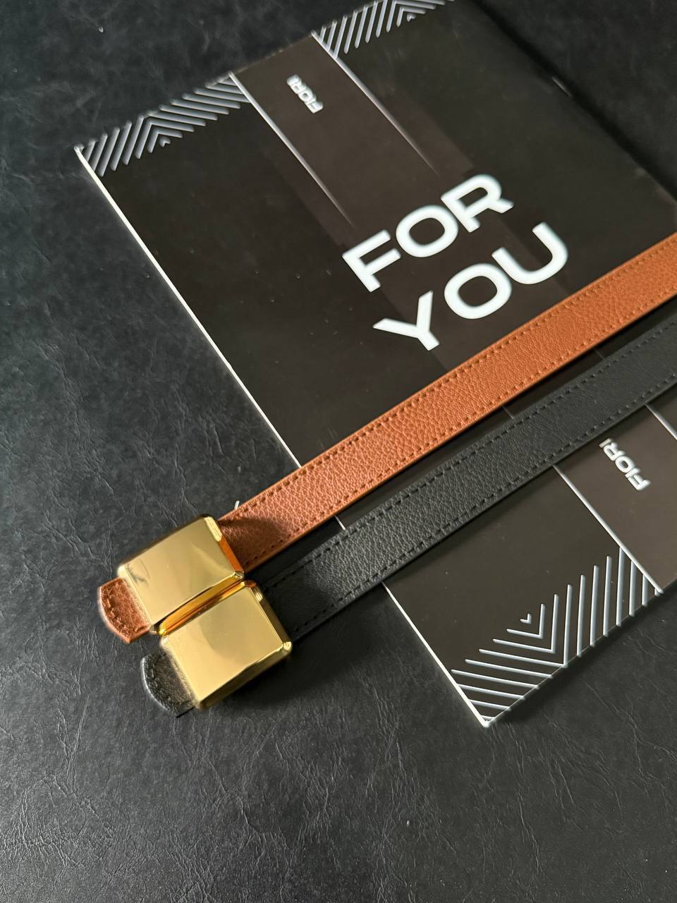 Köşeli Toka Kadın Kemeri - Siyah-Taba