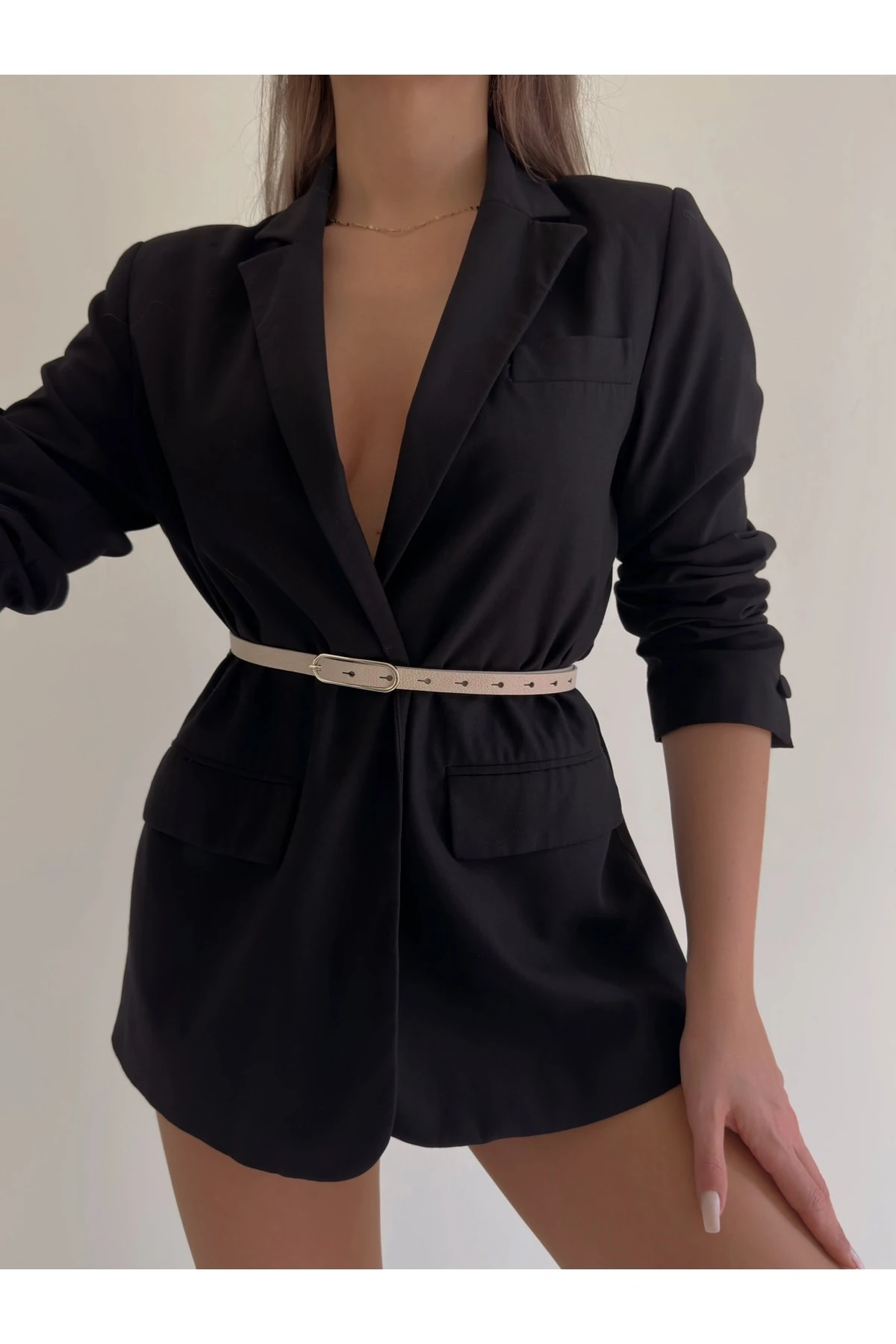 Gold Toka Detaylı İnce Kadın Kemeri