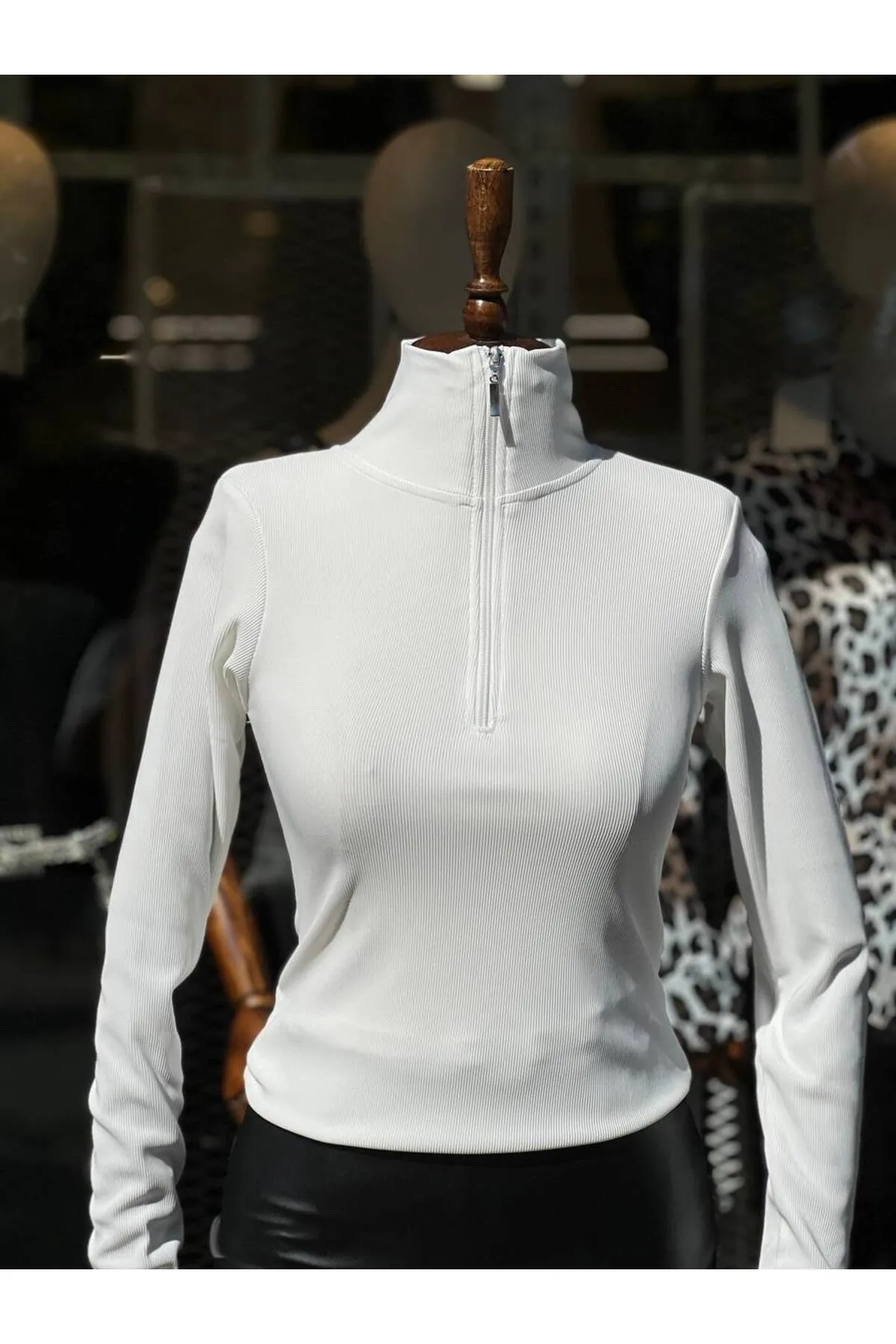 Fermuarlı Yarım Yaka Balıkçı Bluz