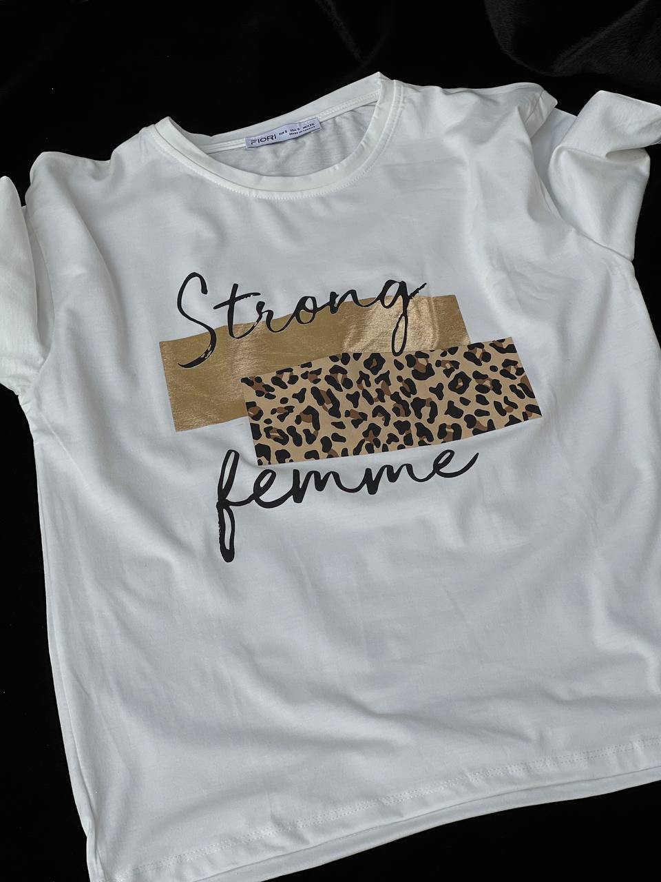 Leopar Yazı Baskı Detaylı T-Shirt