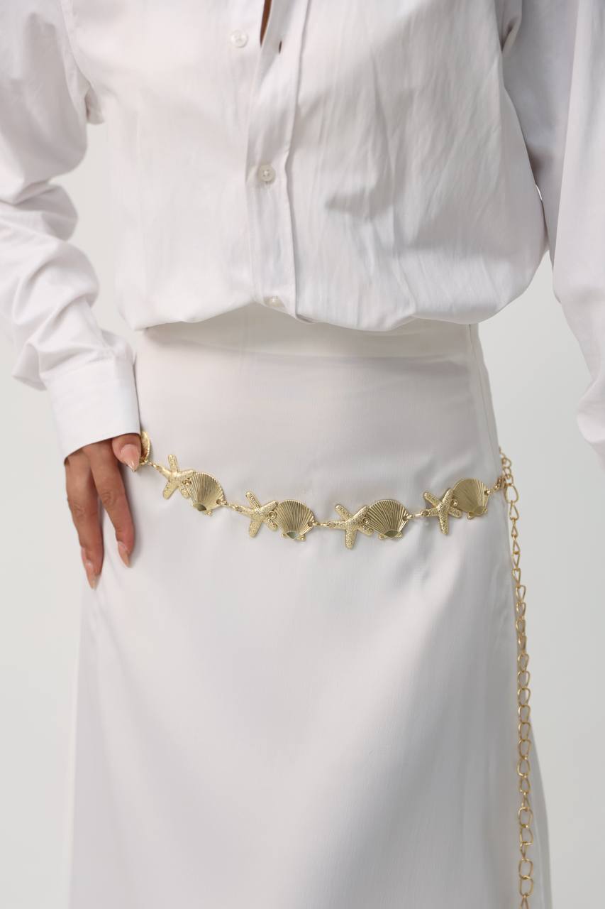 İstridye ve Yıldız Detaylı Kadın Bel Zinciri