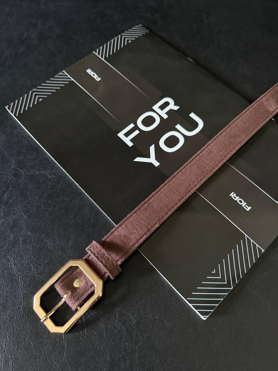 Süet Köşe Tokalı Kadın Kemeri - kahve