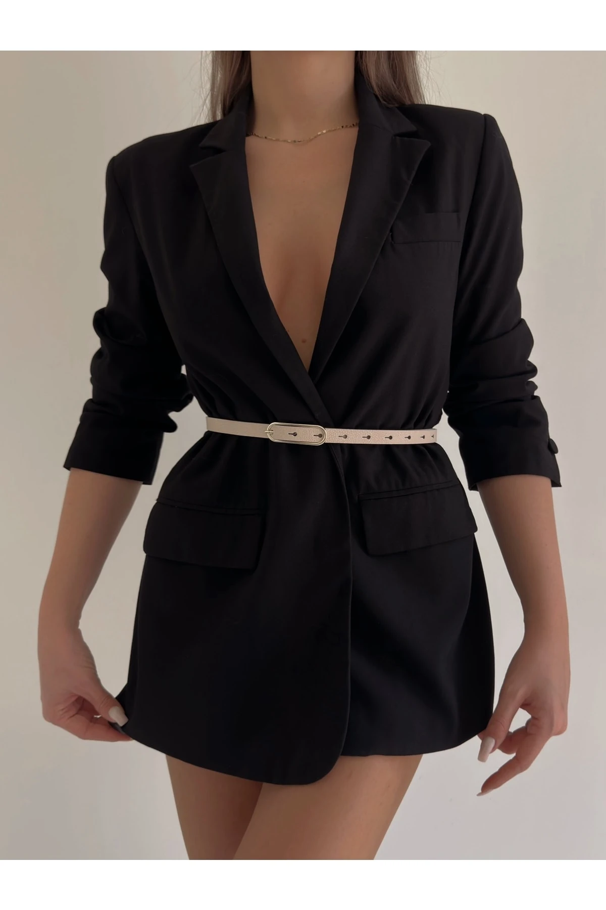 Gold Toka Detaylı İnce Kadın Kemeri