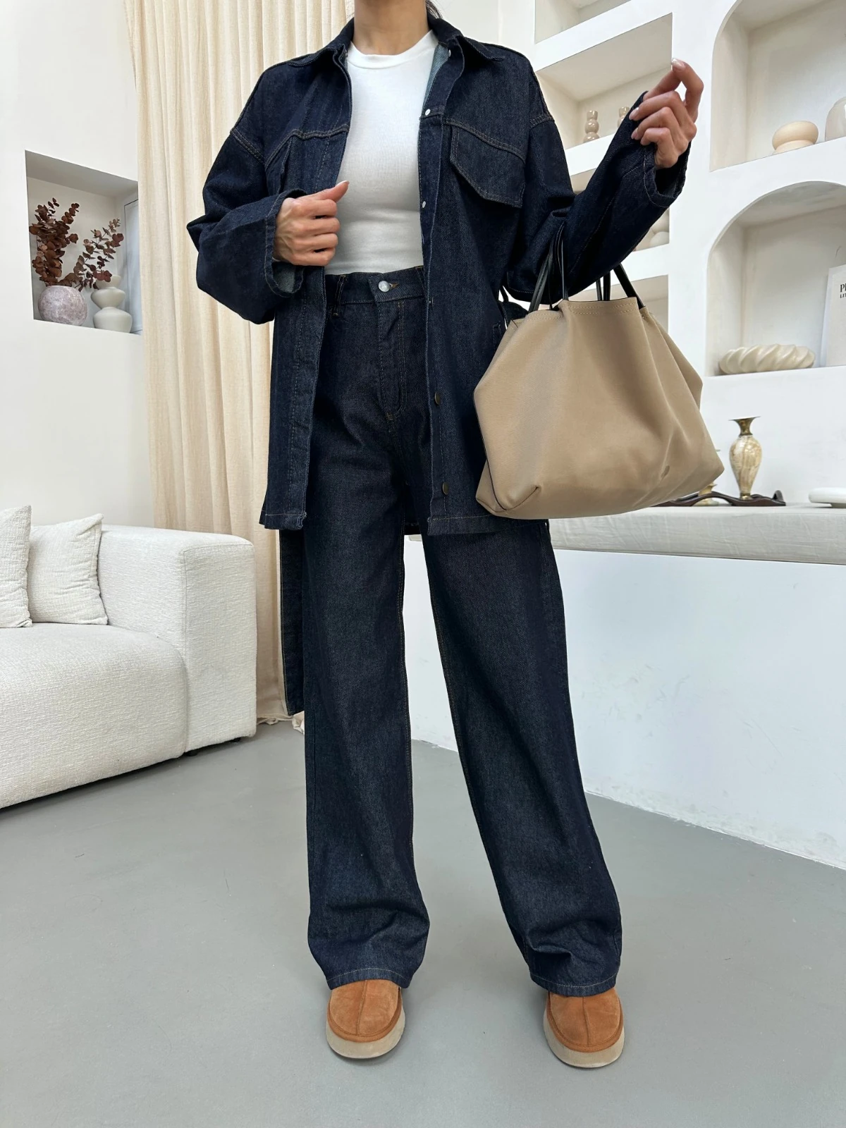 Kuşak Cepli Kot Takım 