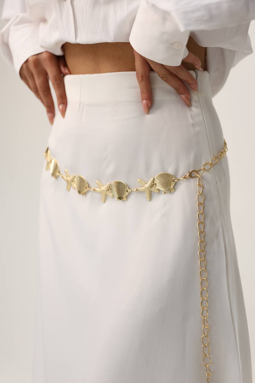 İstridye ve Yıldız Detaylı Kadın Bel Zinciri