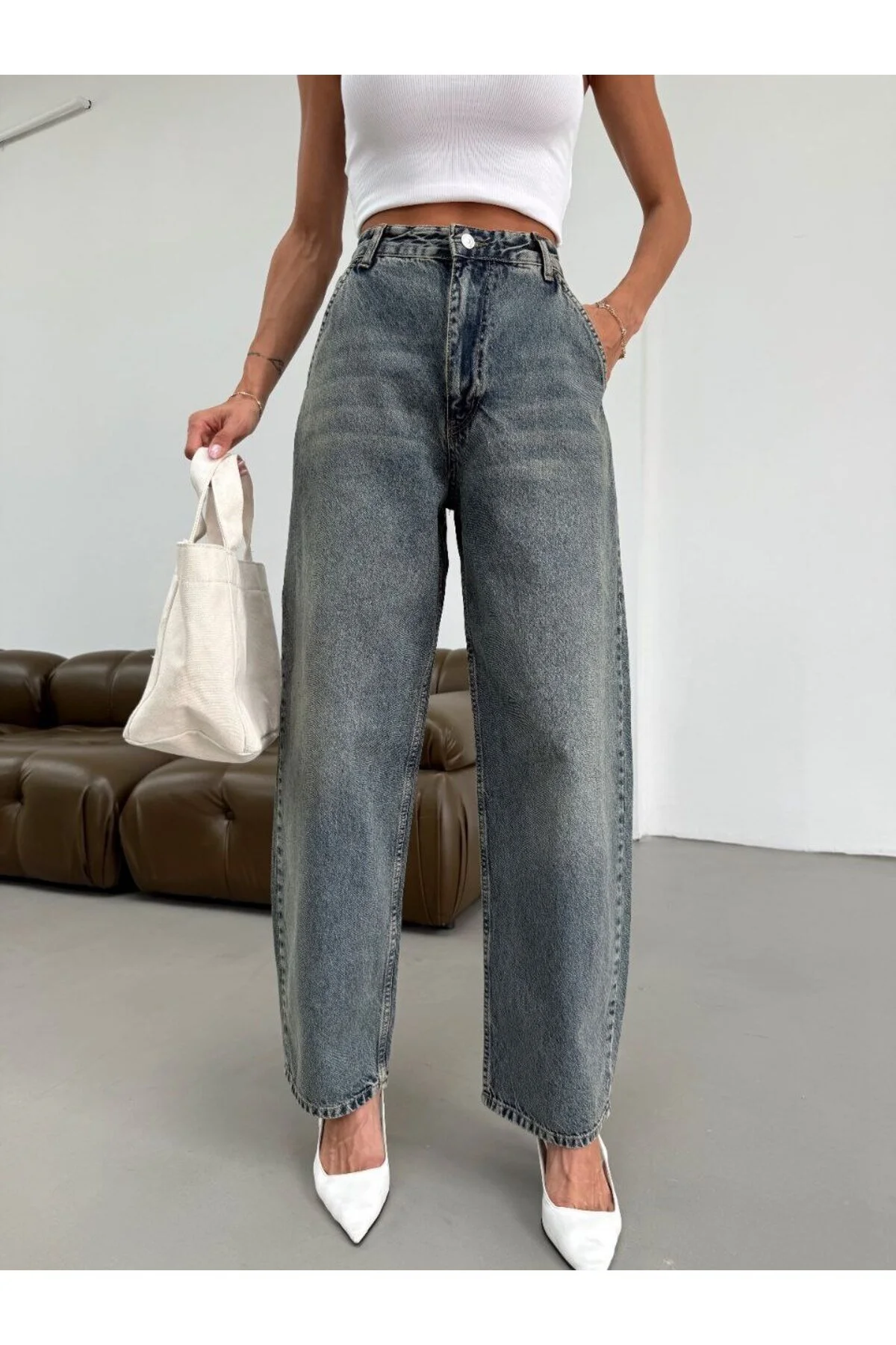 Baggy Jean Kadın Pantolon - Mavi