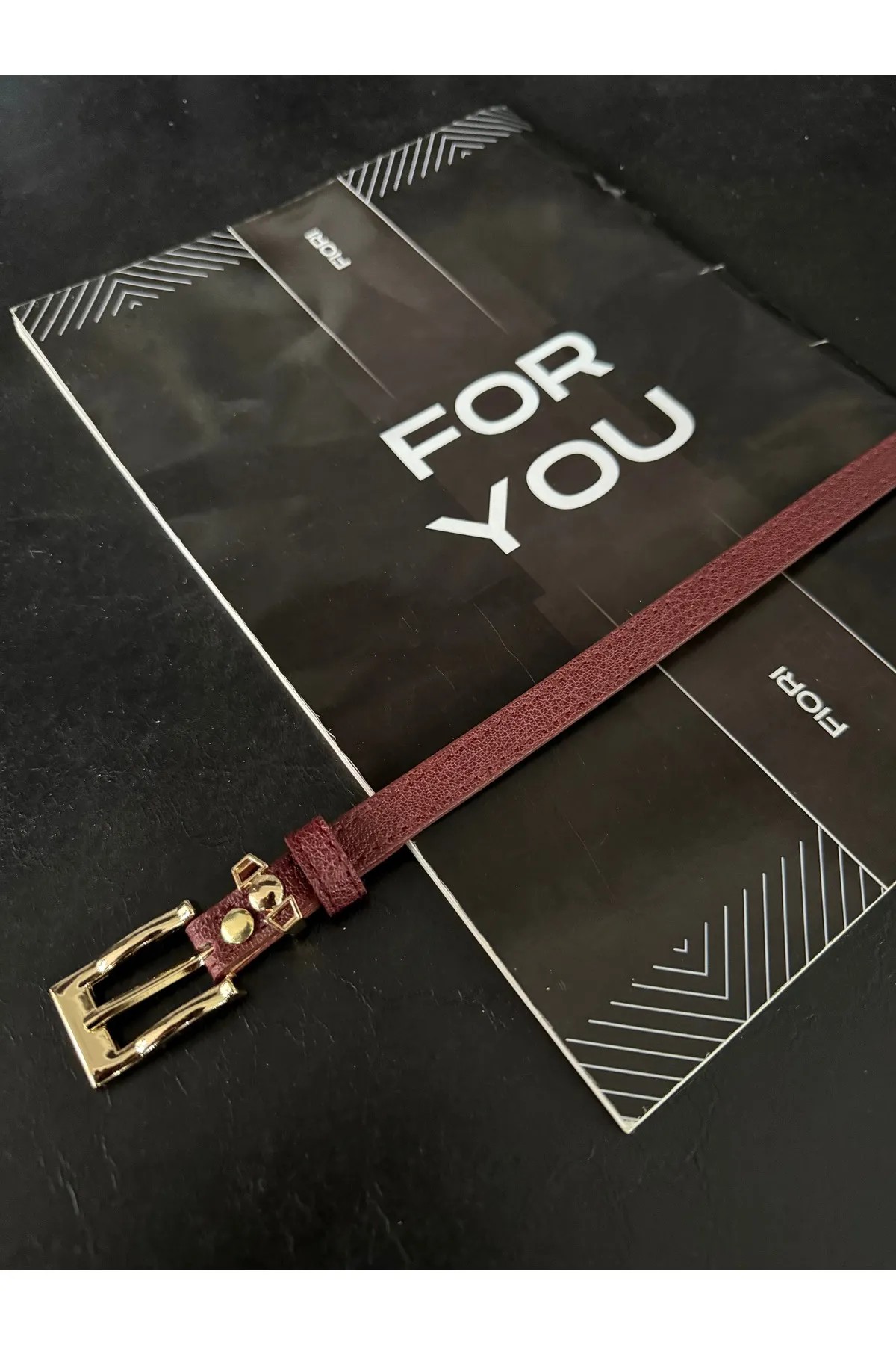 İnce Tokalı Basic Kadın Kemeri - Bordo