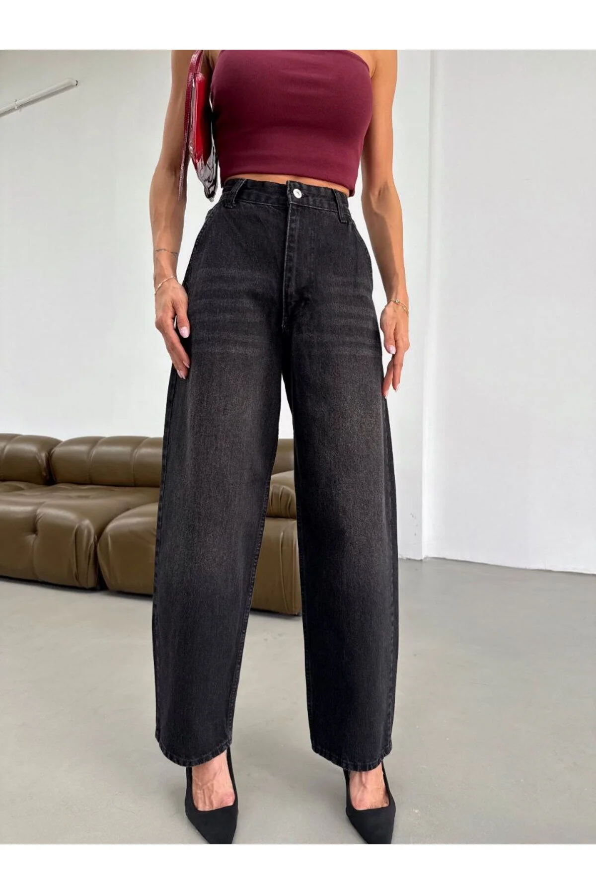 Baggy Jean Kadın Pantolon - Siyah