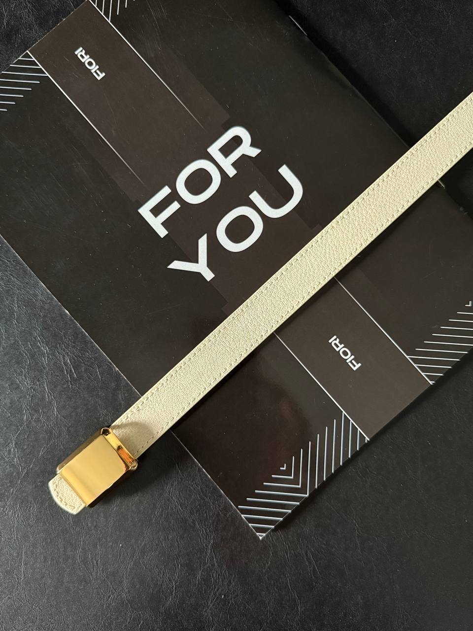 Köşeli Toka Kadın Kemeri - Bej