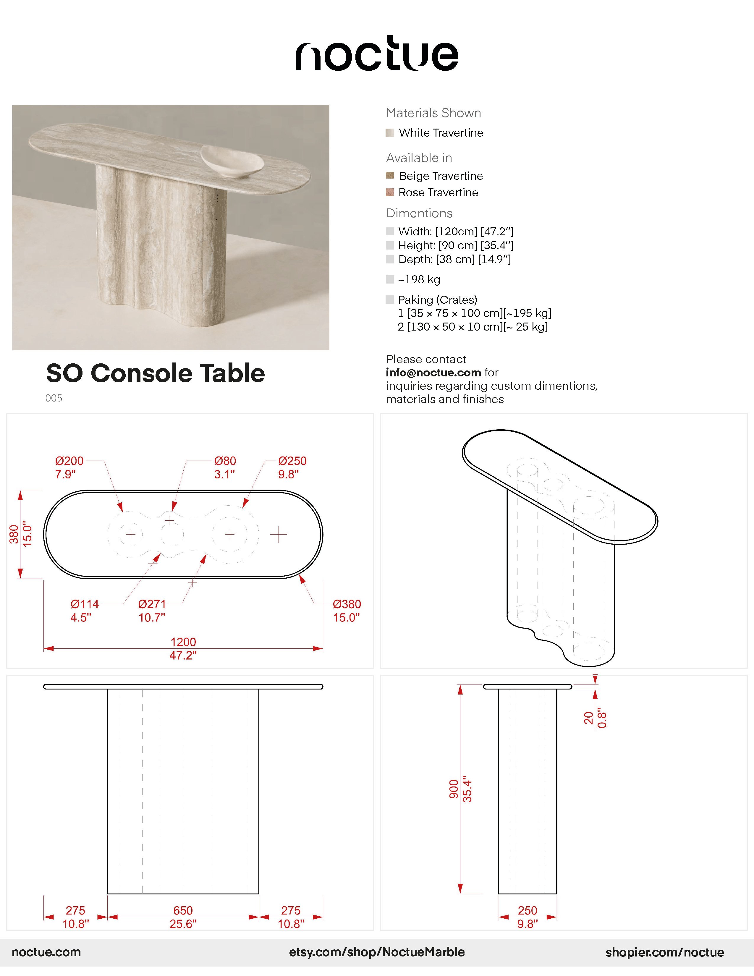 SO Travertine Console Table