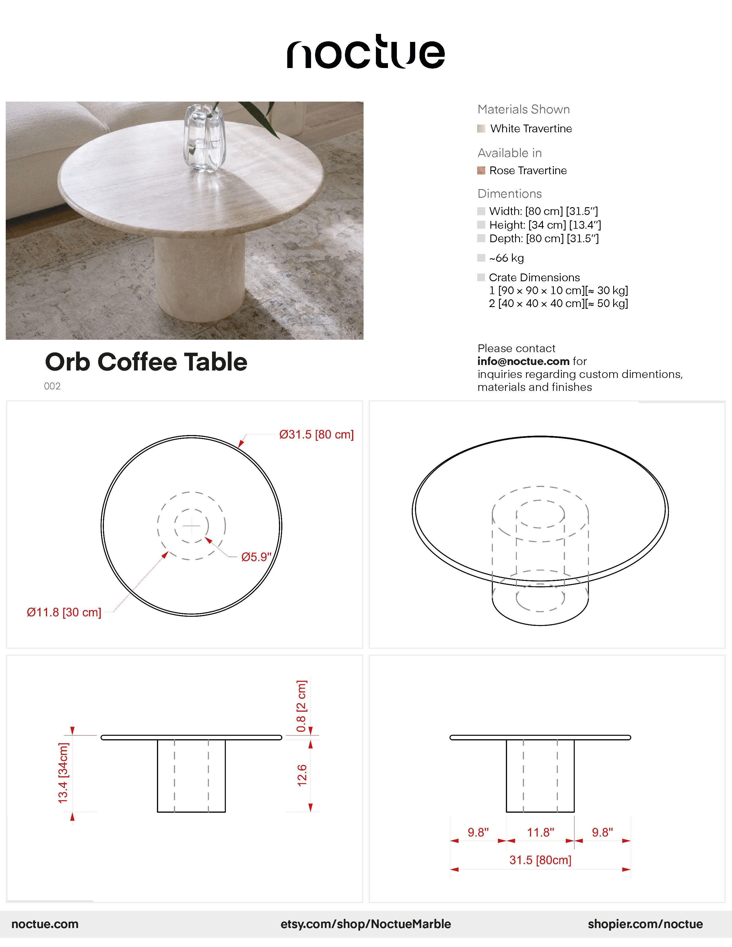 Orb Travertine Coffee Table 