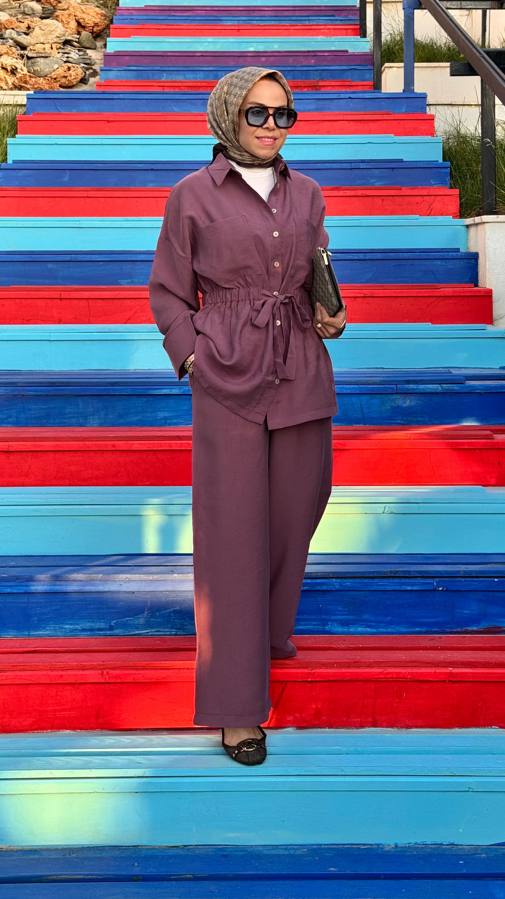 Belden Büzgülü Takım - mürdüm