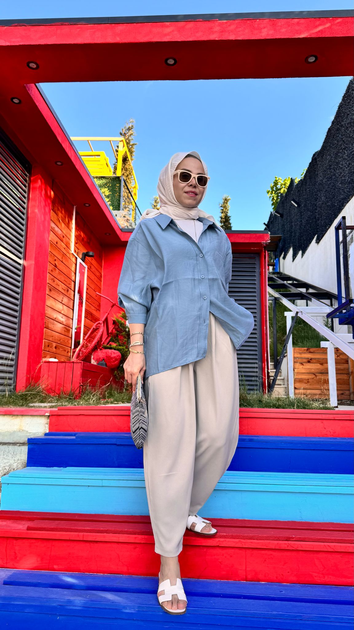 Pileli Şalvar Pantalon - Bej