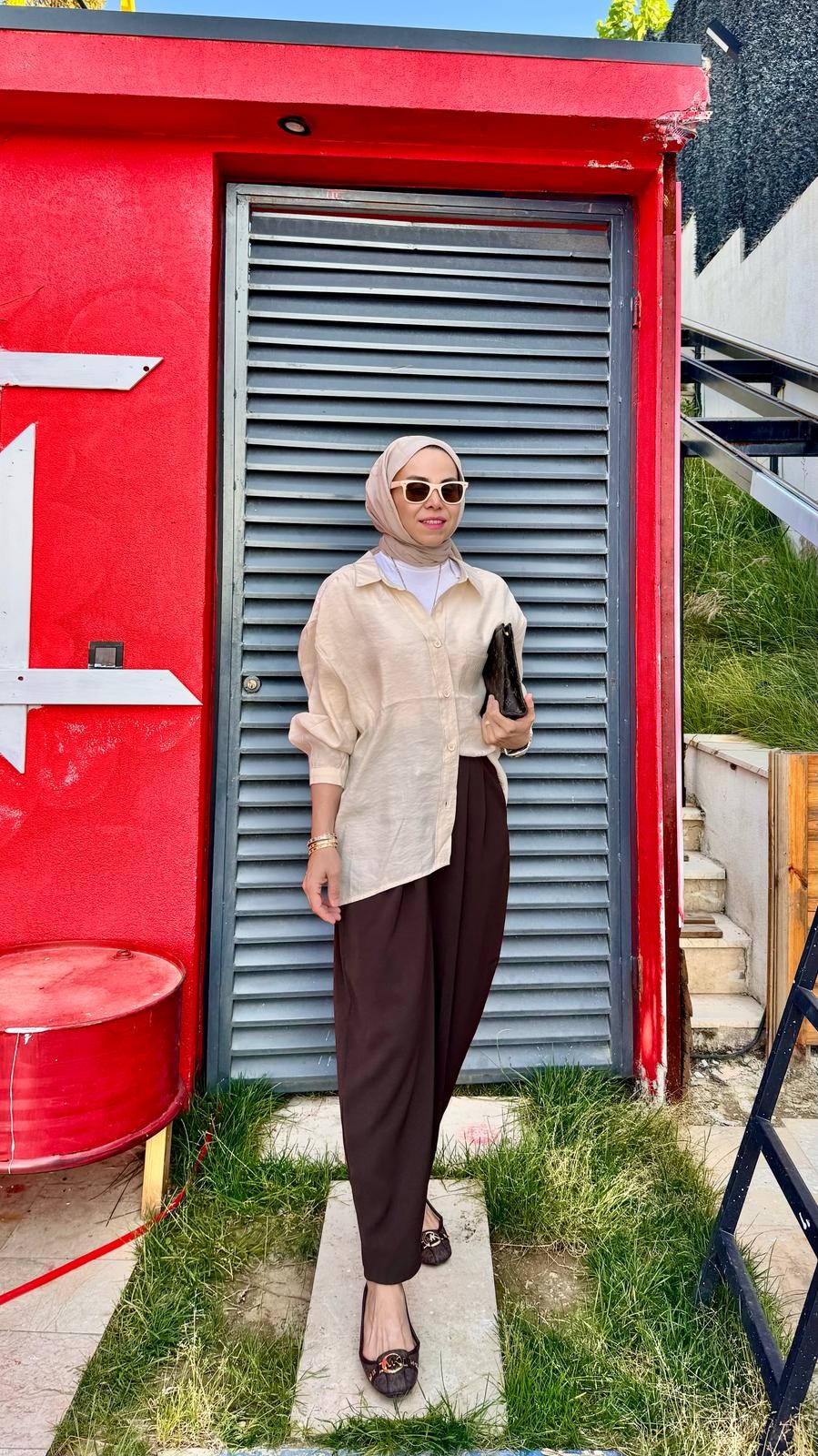 Pileli Şalvar Pantalon - Kahverengi