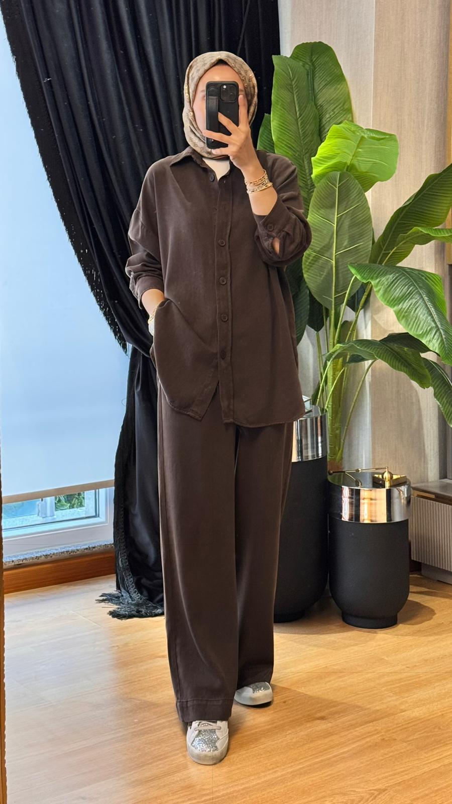 Casual Chick Takım - Kahverengi