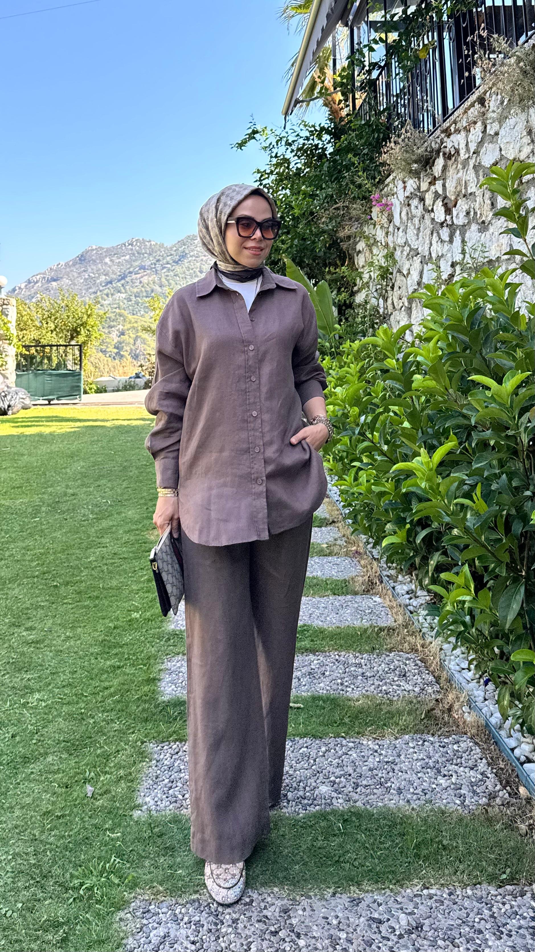 Keten Pantolonlu Takım