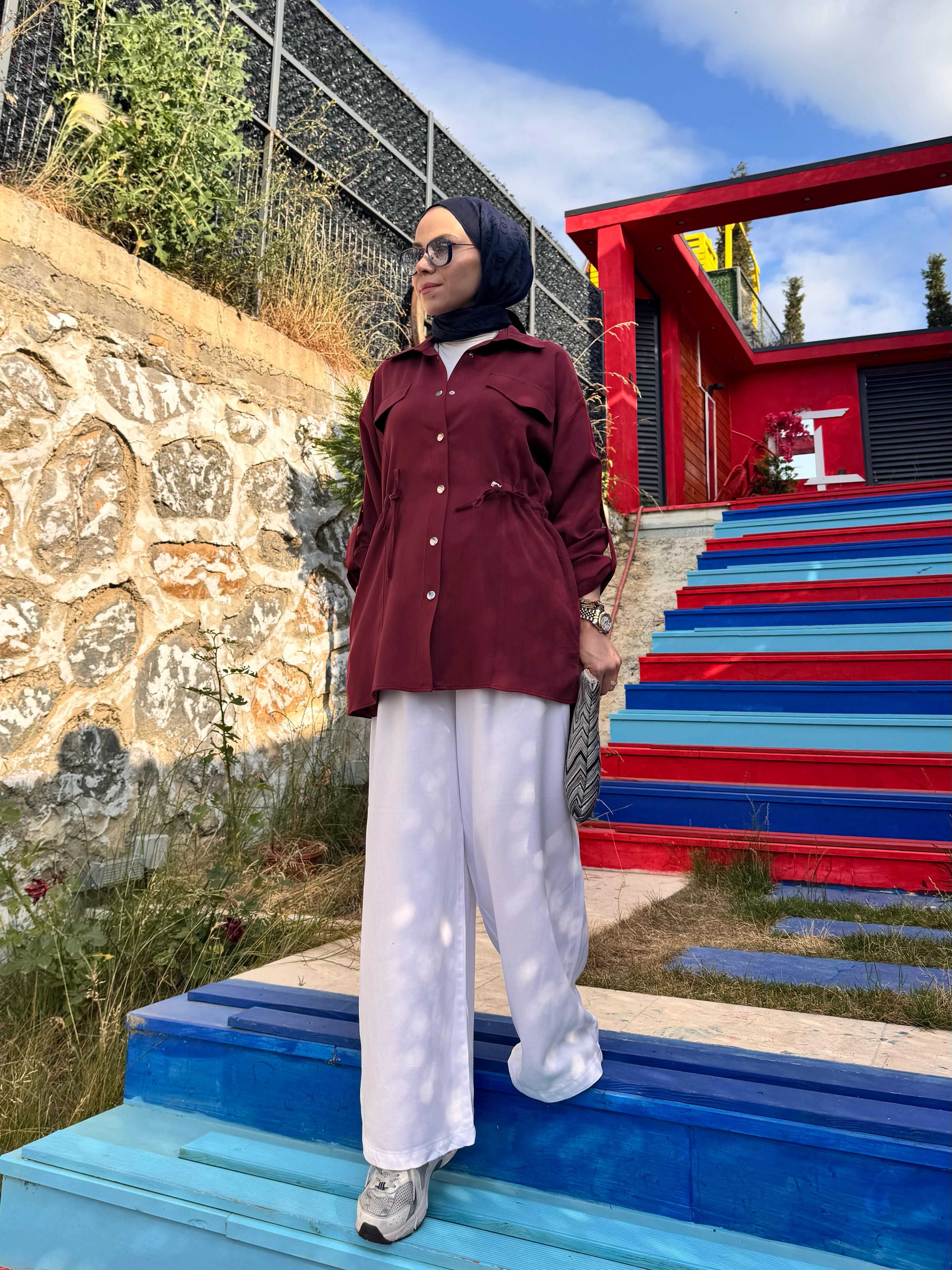 Tensel Kısa Kap - Bordo
