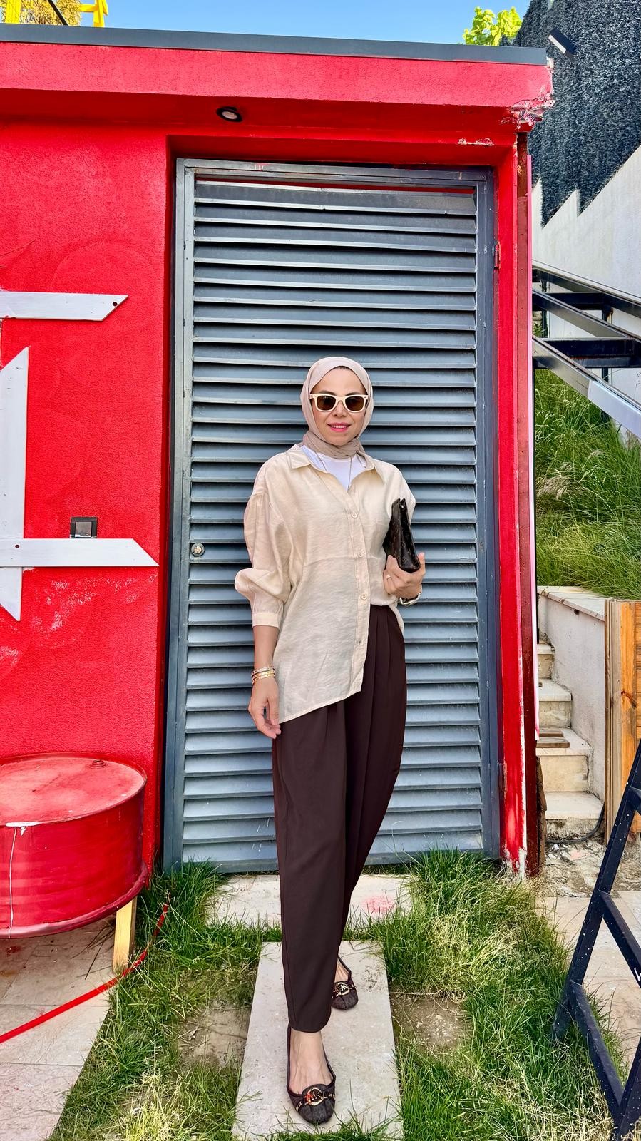 Pileli Şalvar Pantalon - Kahverengi