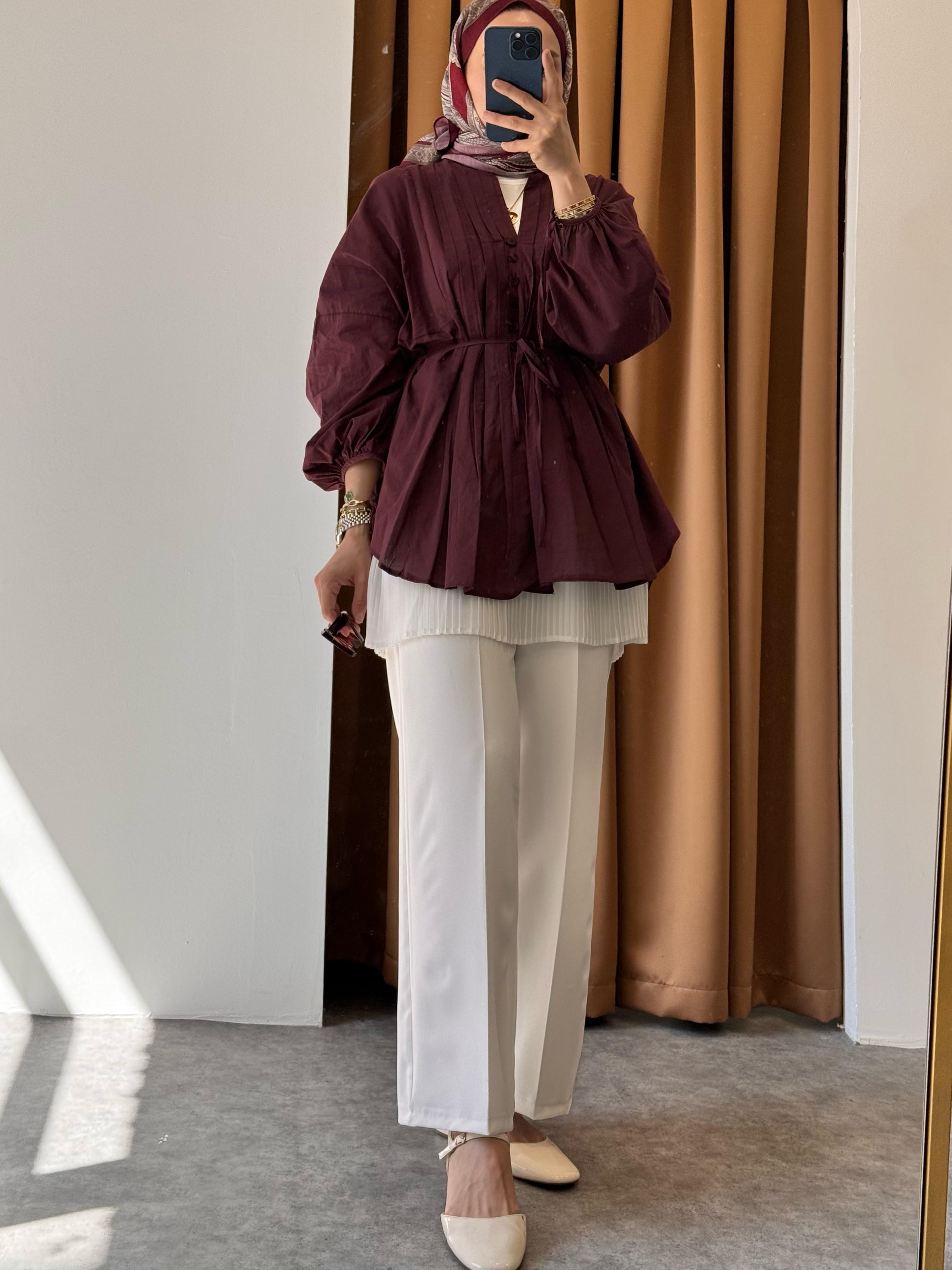 Perla Gömlek - mürdüm