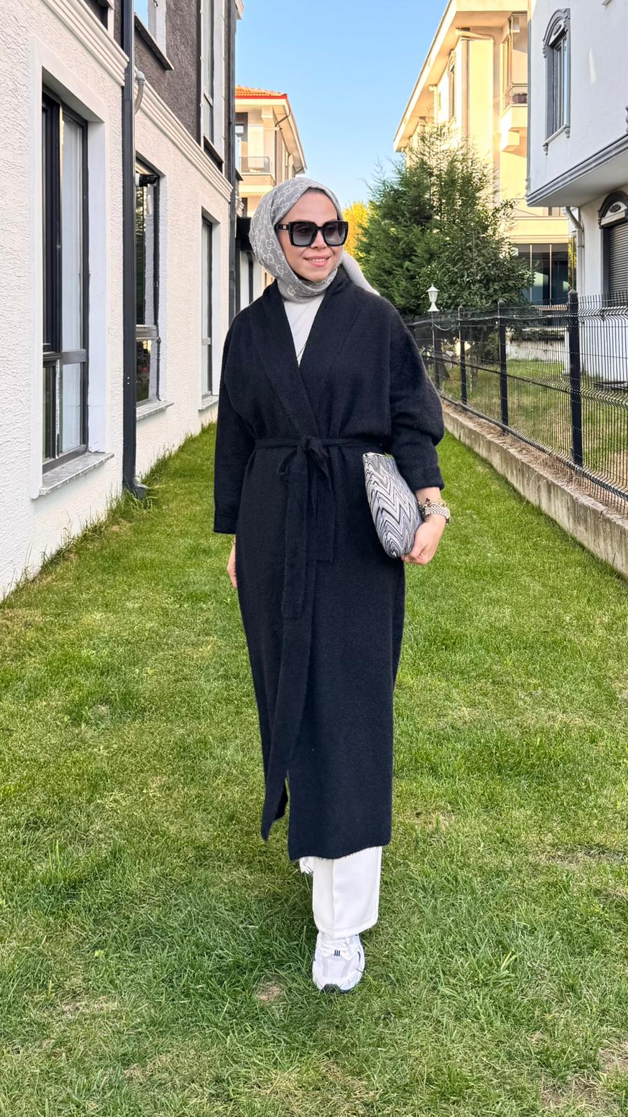 Angora Uzun Hırka - Siyah