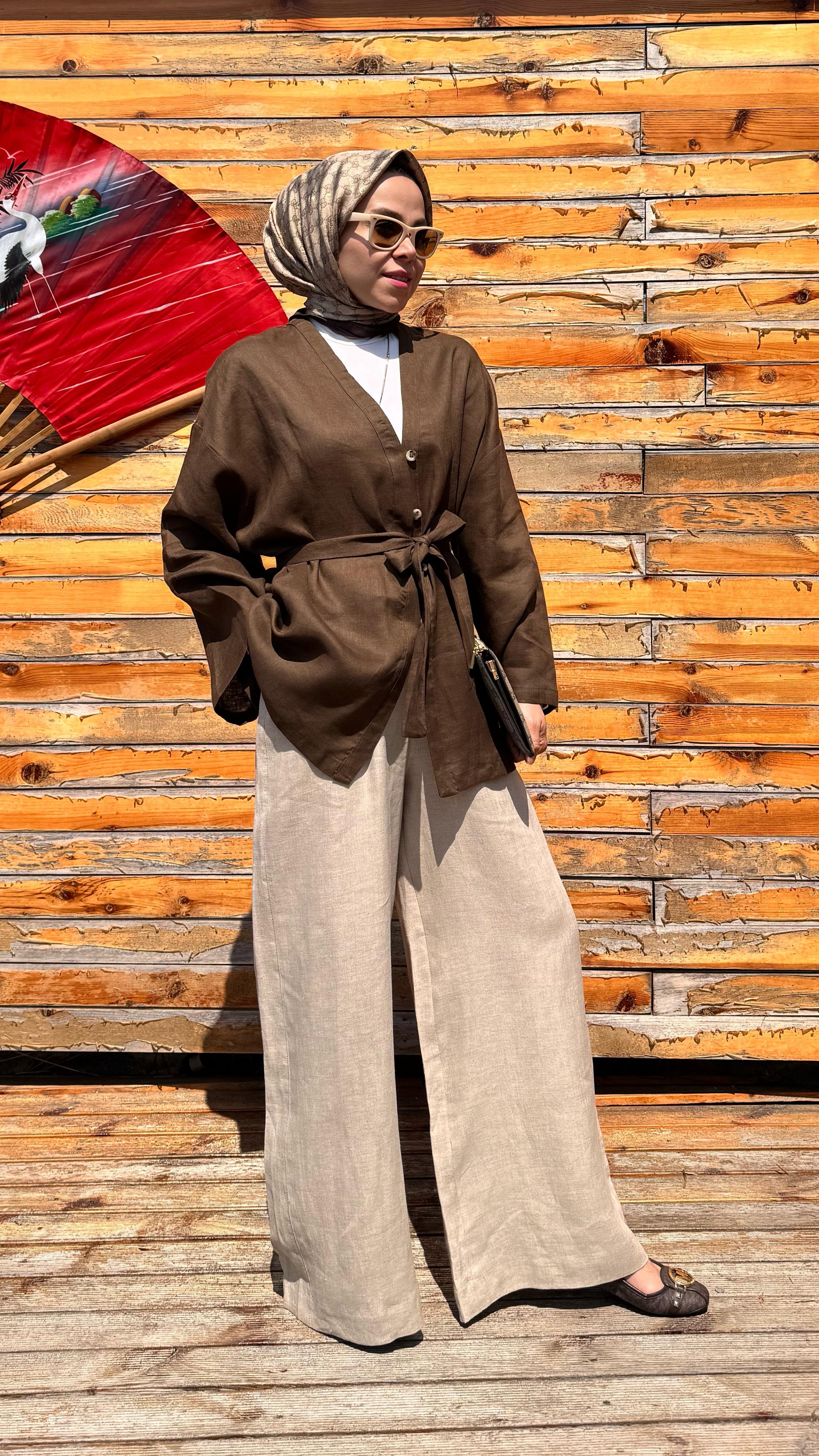 Keten Pantalon - Kahverengi