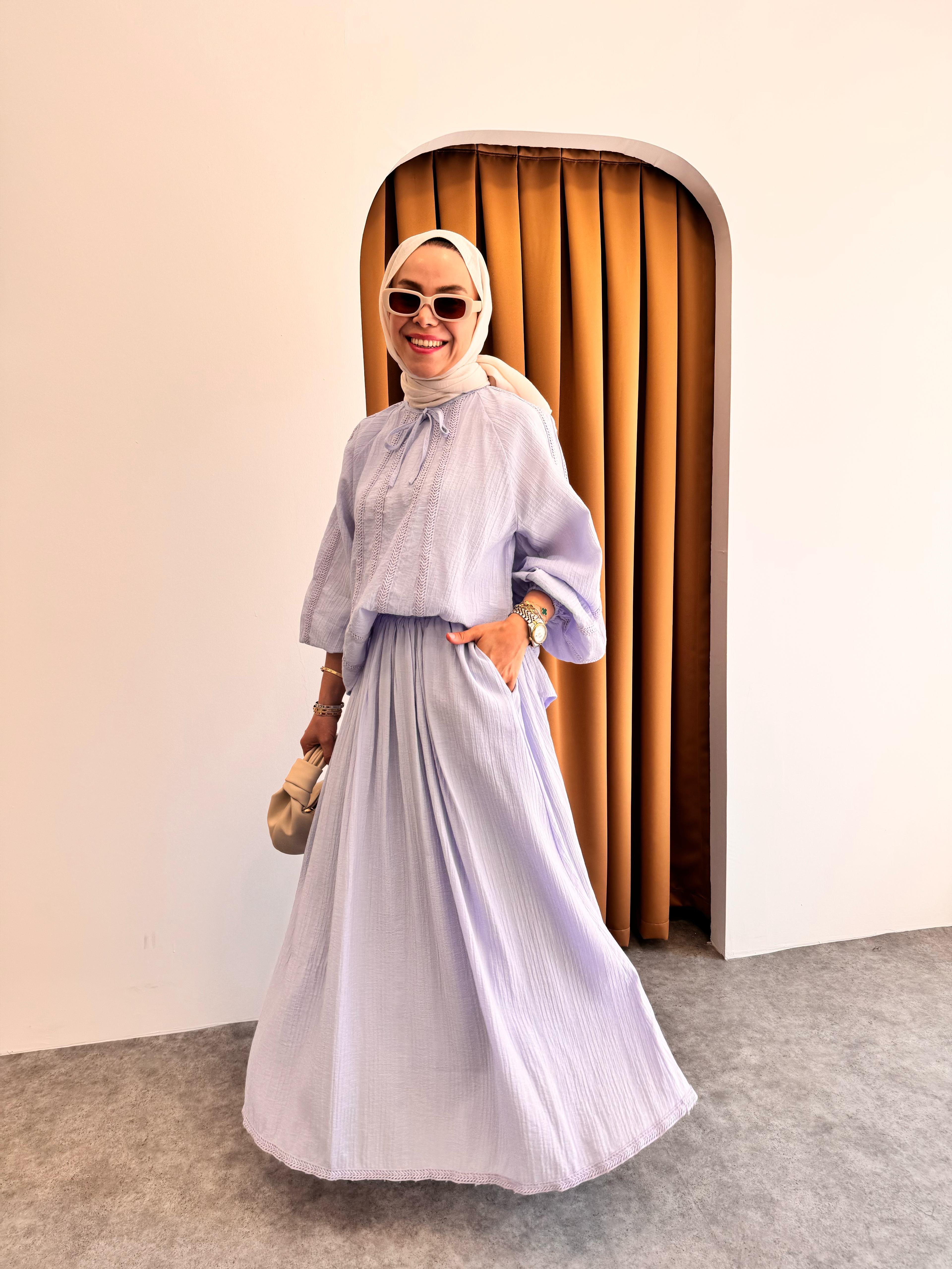 Luna Dantel Geçişli Takım - Lila