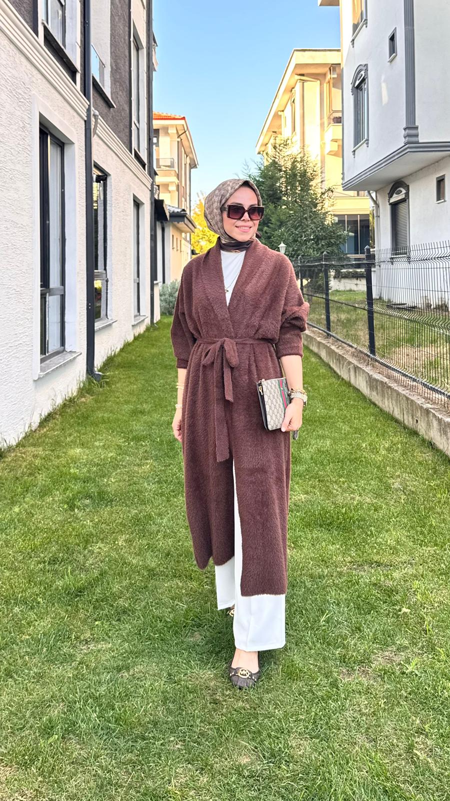 Angora Uzun Hırka - Kahverengi