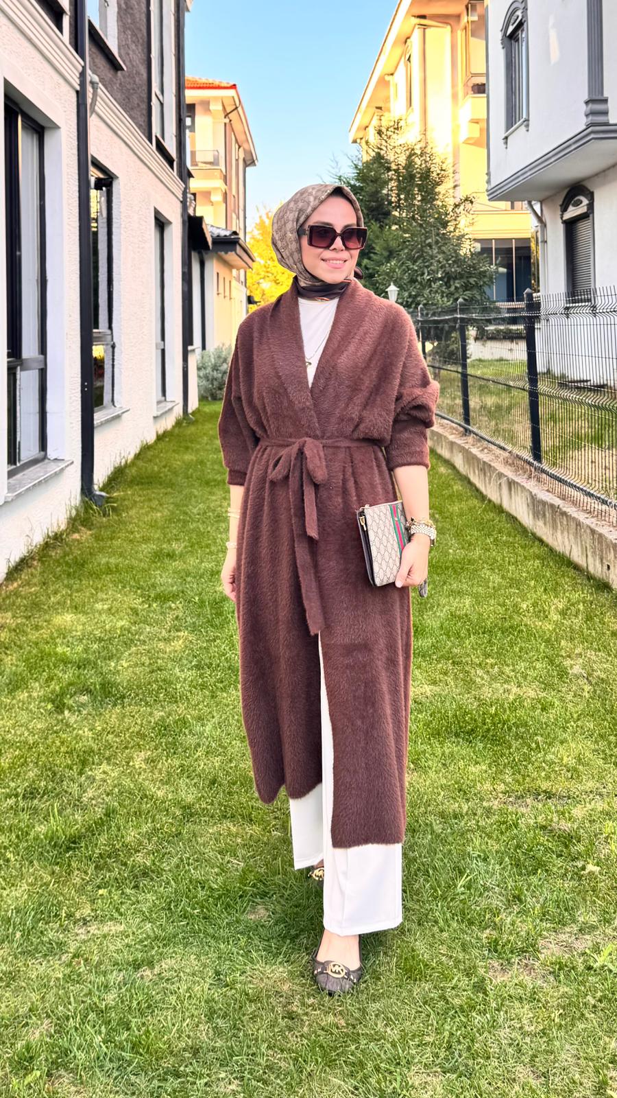 Angora Uzun Hırka - Kahverengi