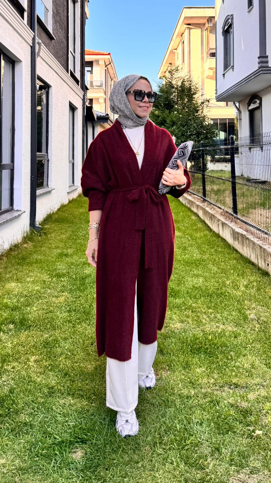 Angora Uzun Hırka - Bordo