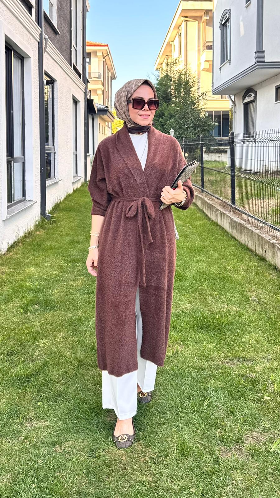 Angora Uzun Hırka - Kahverengi